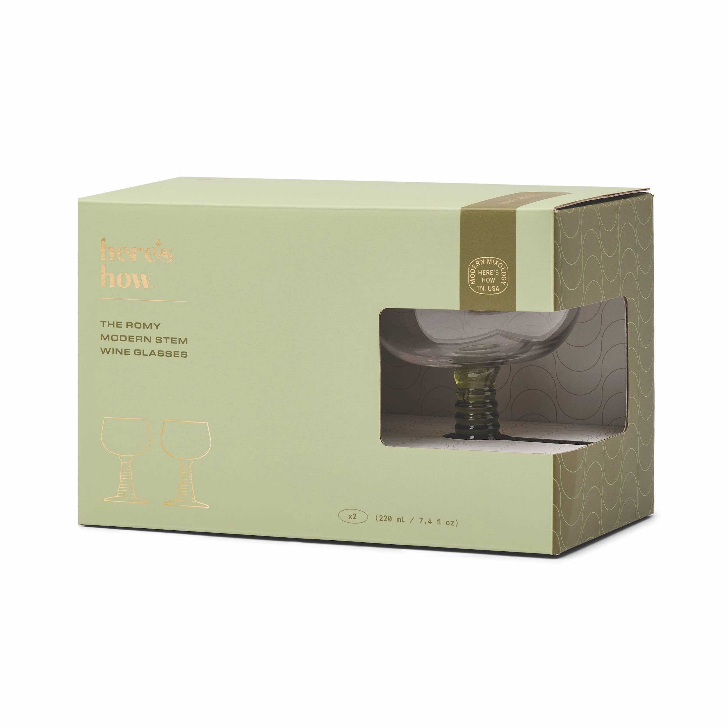 The Romy Set of 2 Wine Glasses - Olive