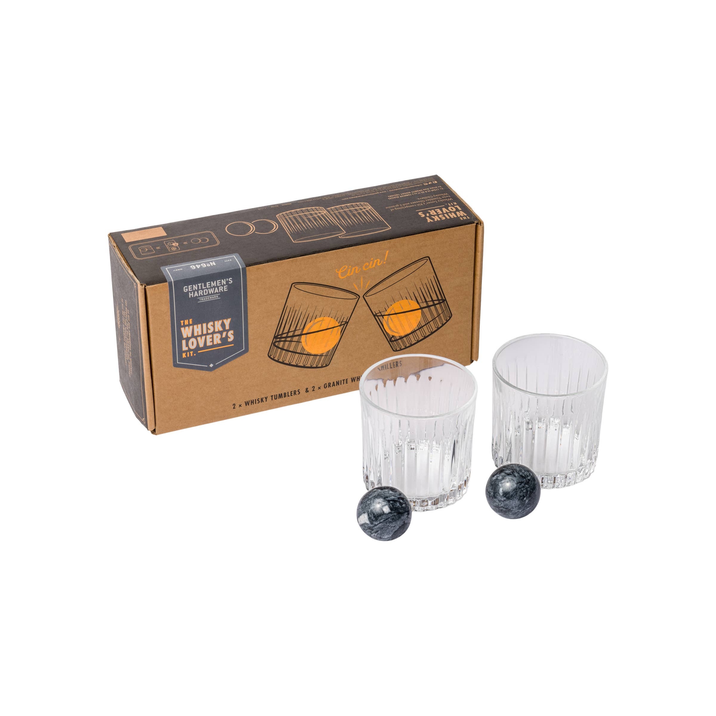 Whisky Lover's Kit – Tumblers and Granite Chiller Stones Set