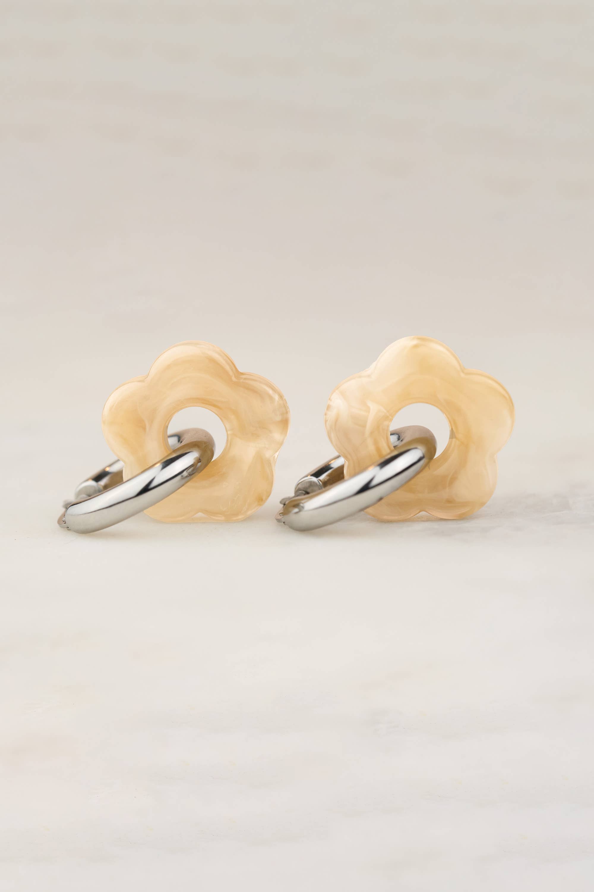Dazy Nights Daisy Hoop Earrings in Cloud
