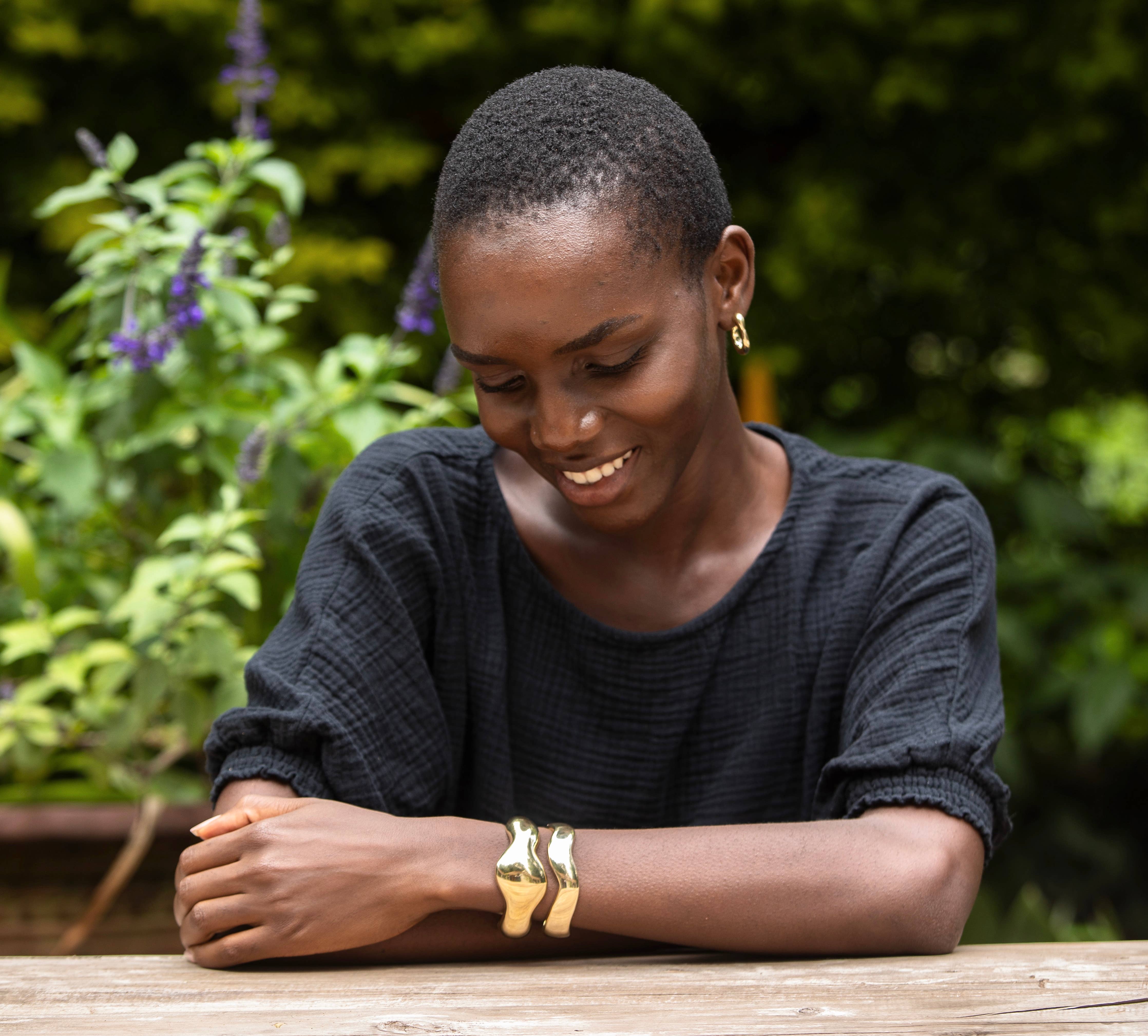 Sese Solid Brass Hoop Earrings