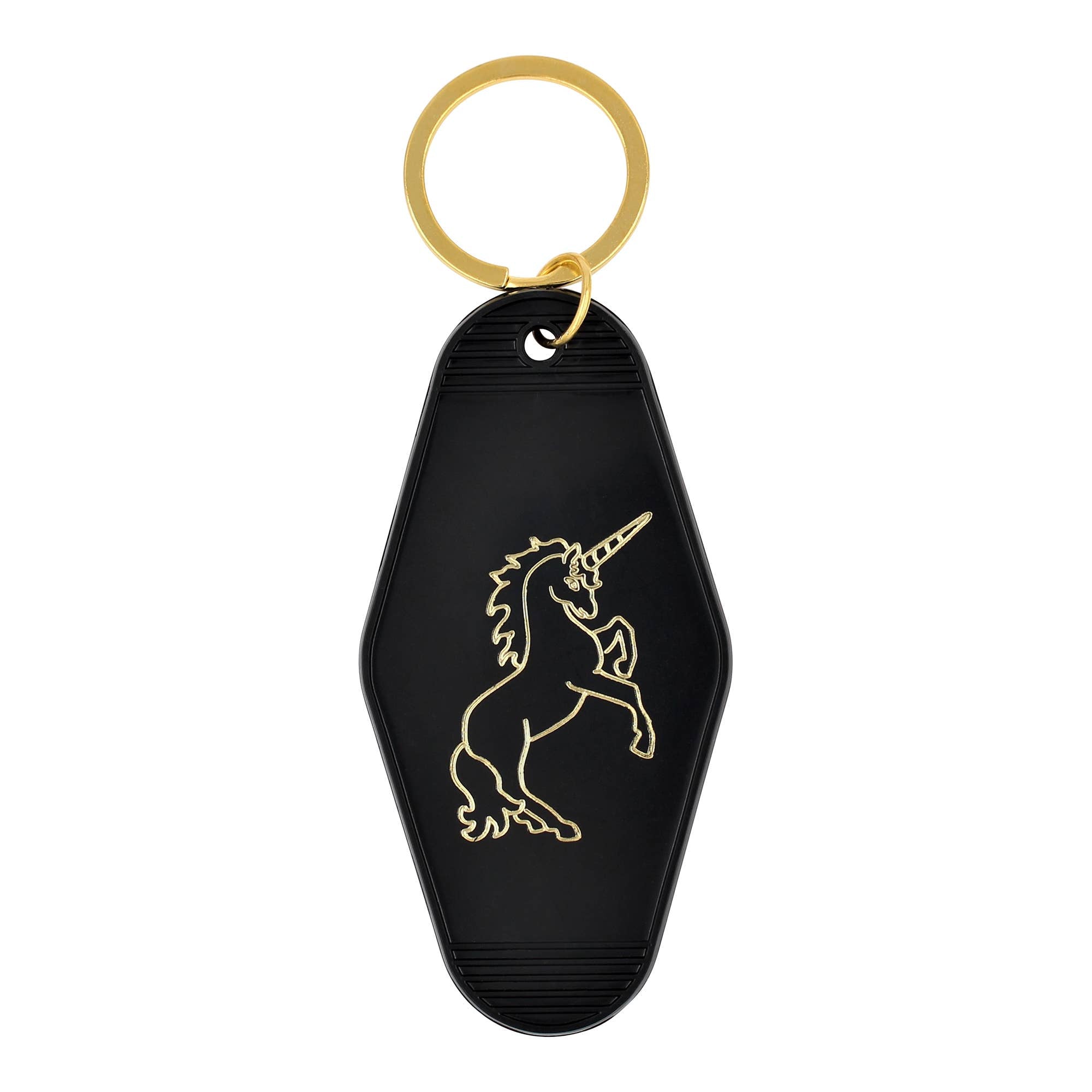 Vintage Unicorn Hotel Keychain – Black & Gold