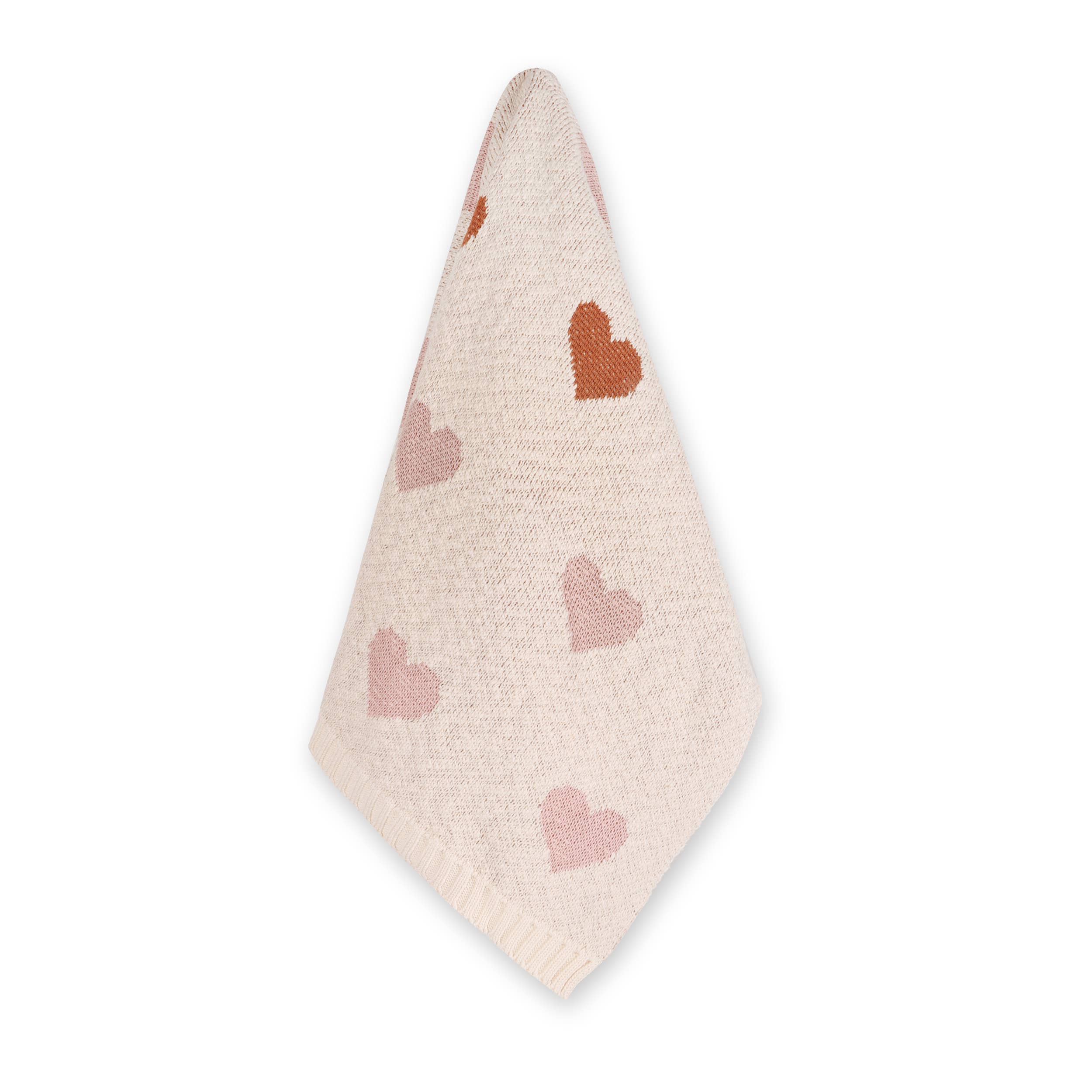 Loving Hearts Organic Jacquard Knit Baby Blanket