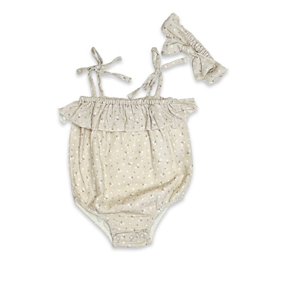 Ditsy Floral Bubble Romper & Headband Set (Organic)