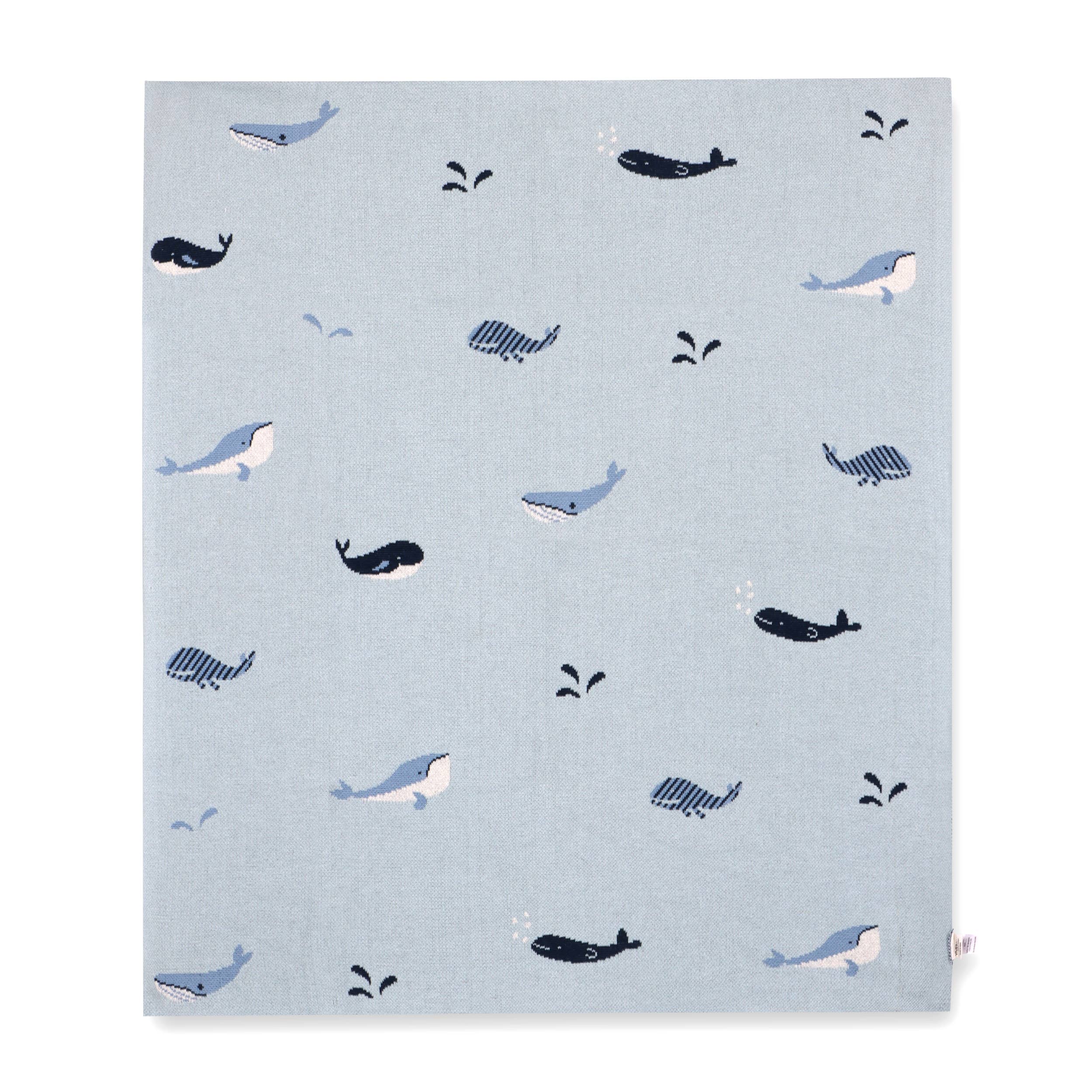 Whales - Organic Cotton Jacquard Knit Baby Blanket: One Size