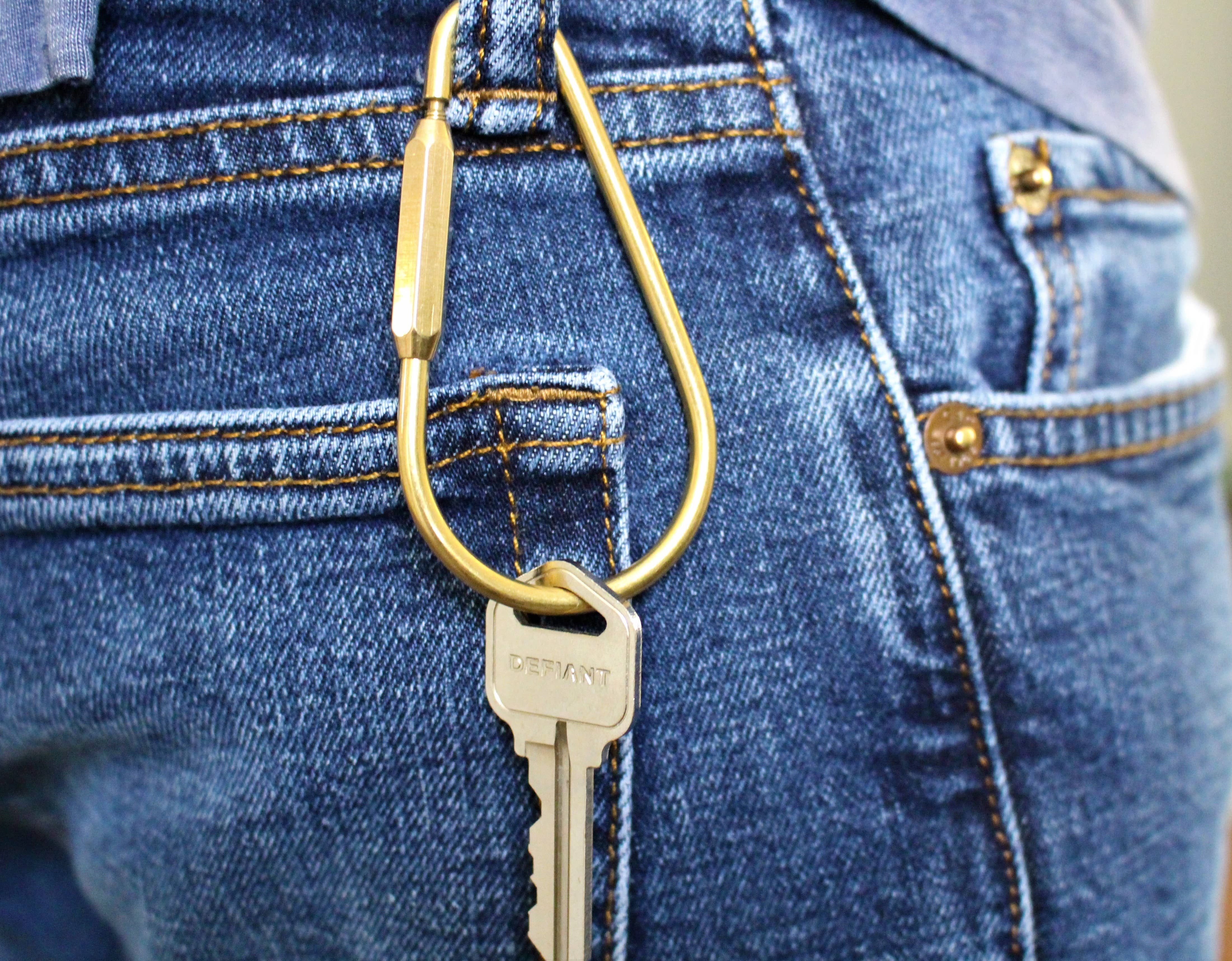 Brass D-Ring Keychain with Screw Closure