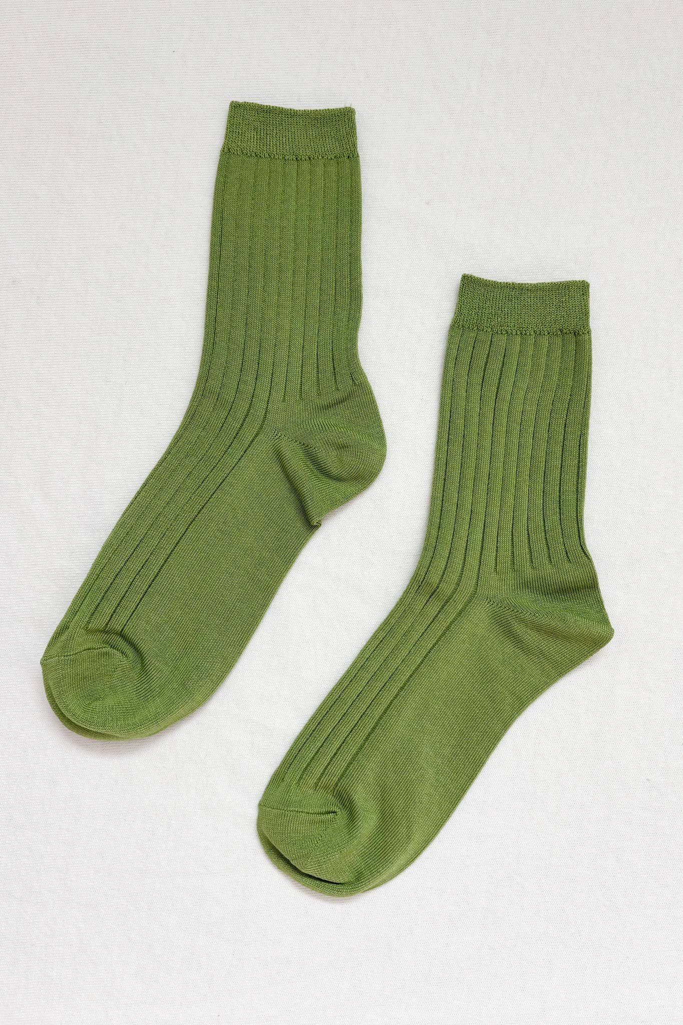 Mercerized Cotton Ribbed Socks in Porcelain