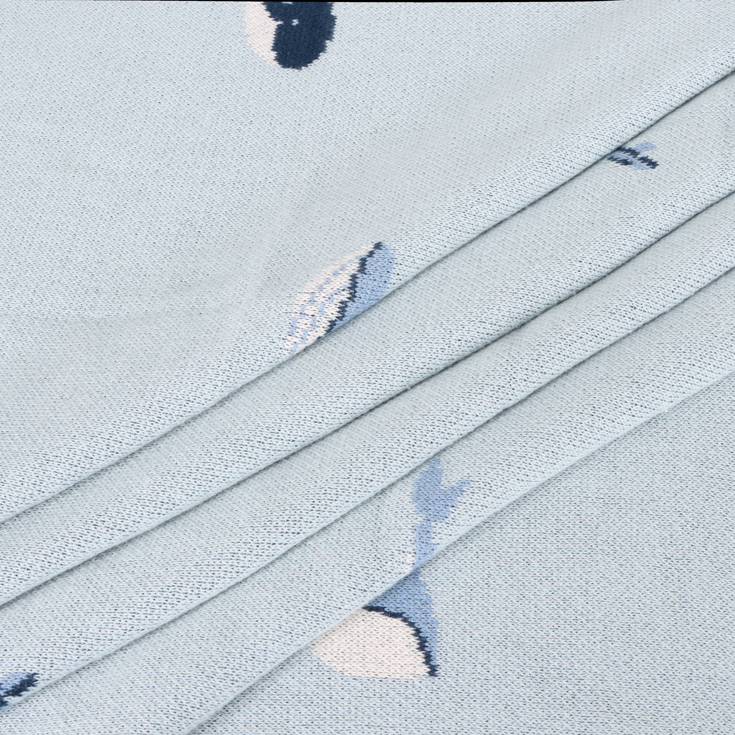 Whales - Organic Cotton Jacquard Knit Baby Blanket: One Size