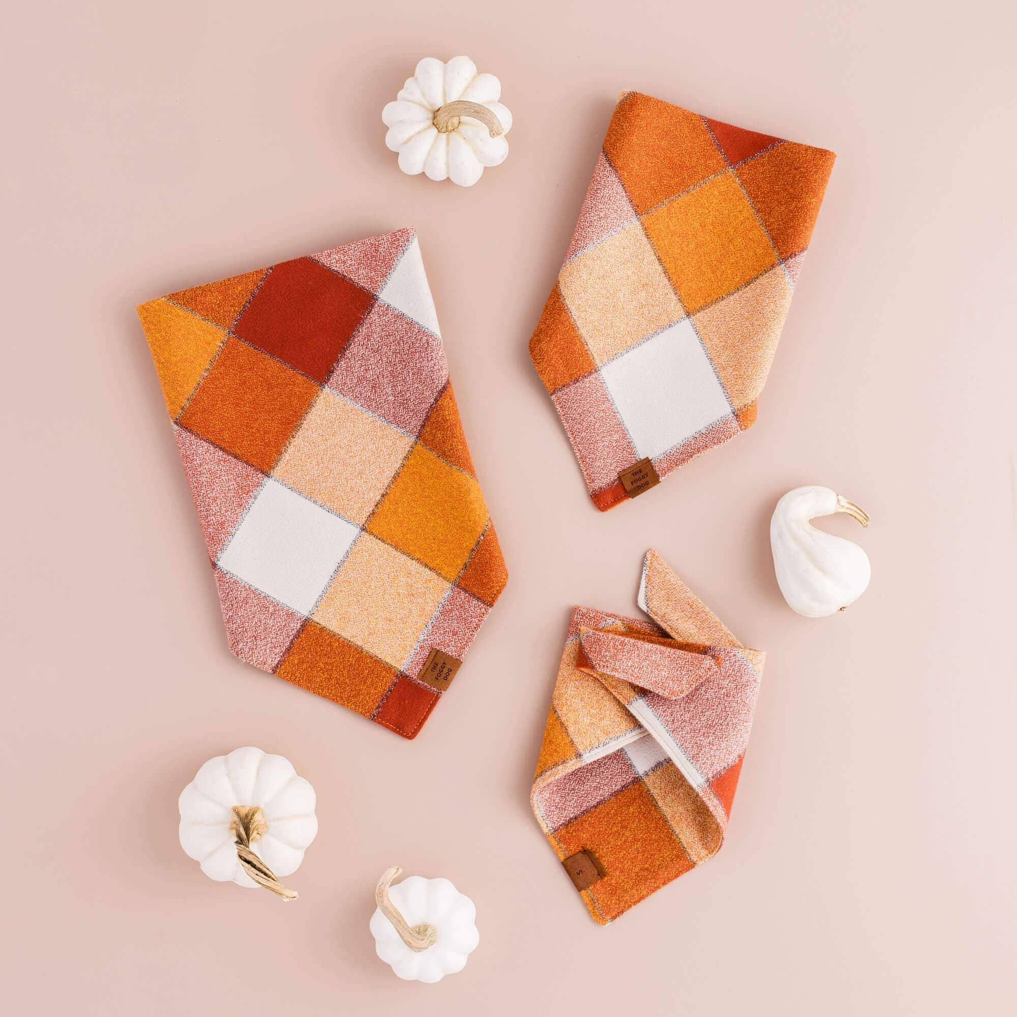 Pumpkin Spice Flannel Dog Bandana - Medium