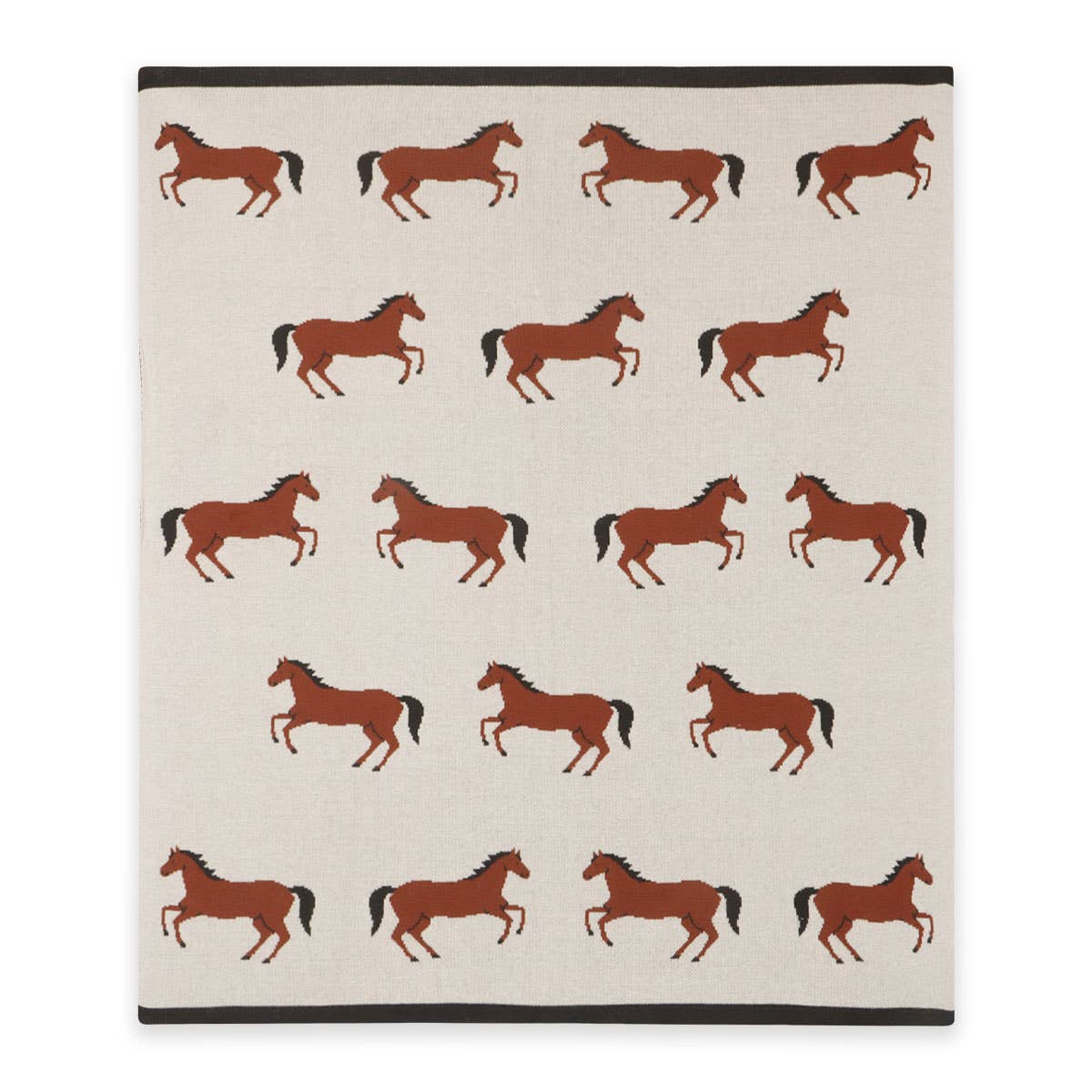 Horse - Organic Cotton Jacquard Sweater Knit Baby Blanket