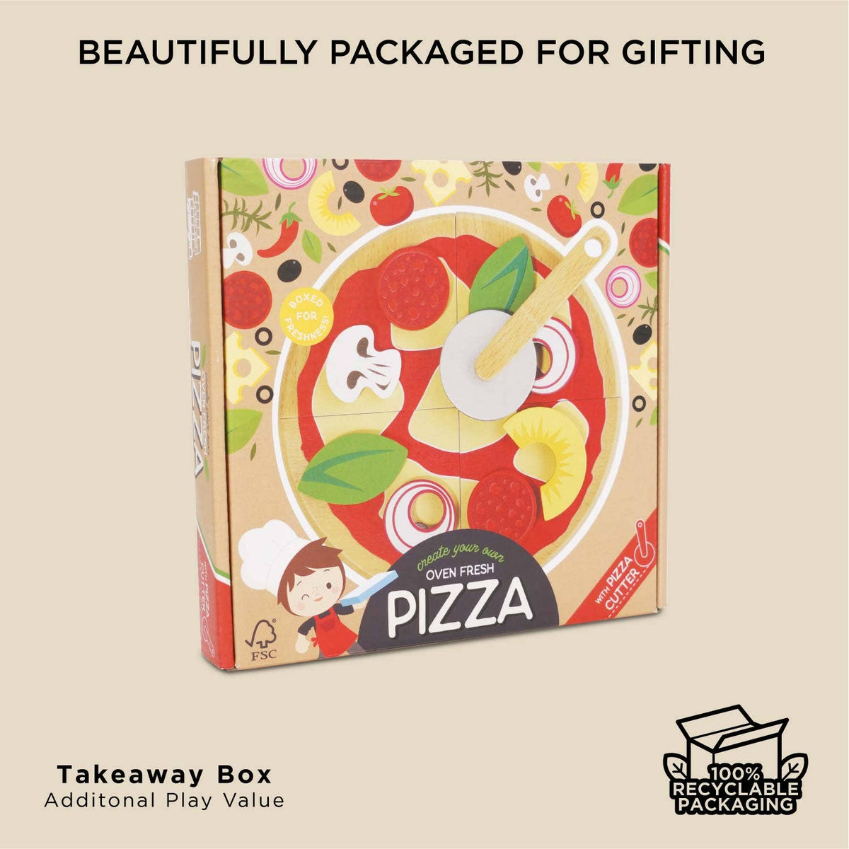 Pizza & Toppings with Slice Cutter