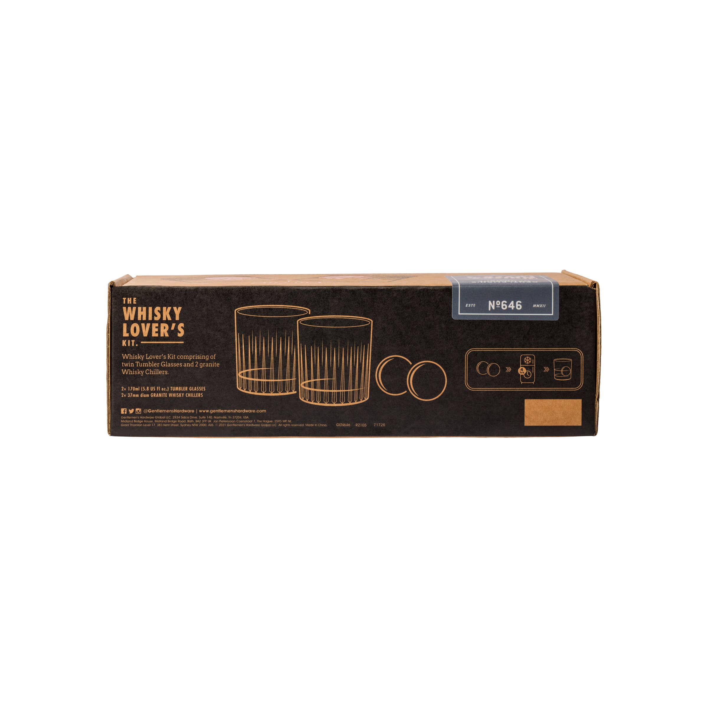 Whisky Lover's Kit – Tumblers and Granite Chiller Stones Set