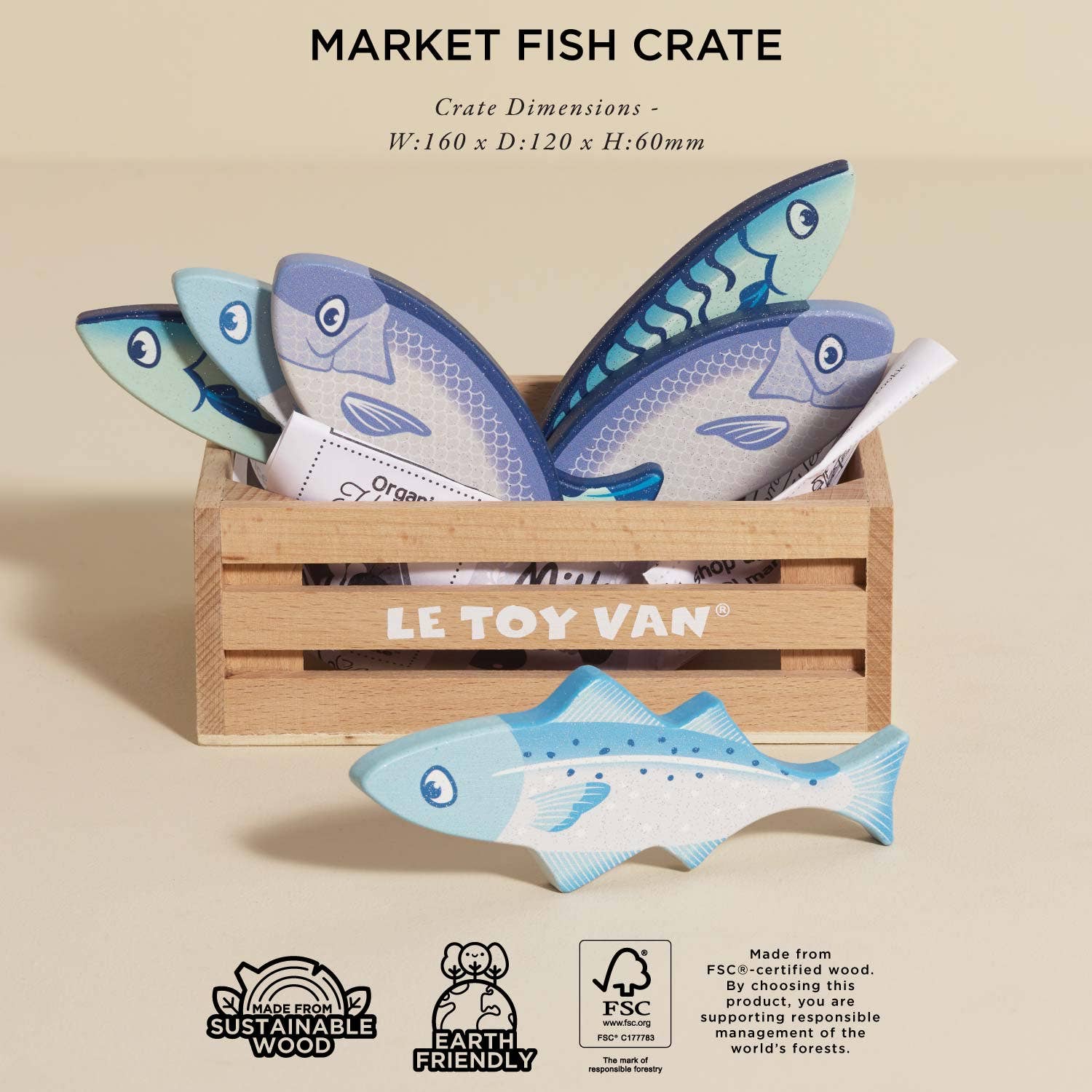 Market Fish Wooden Play Food Crate