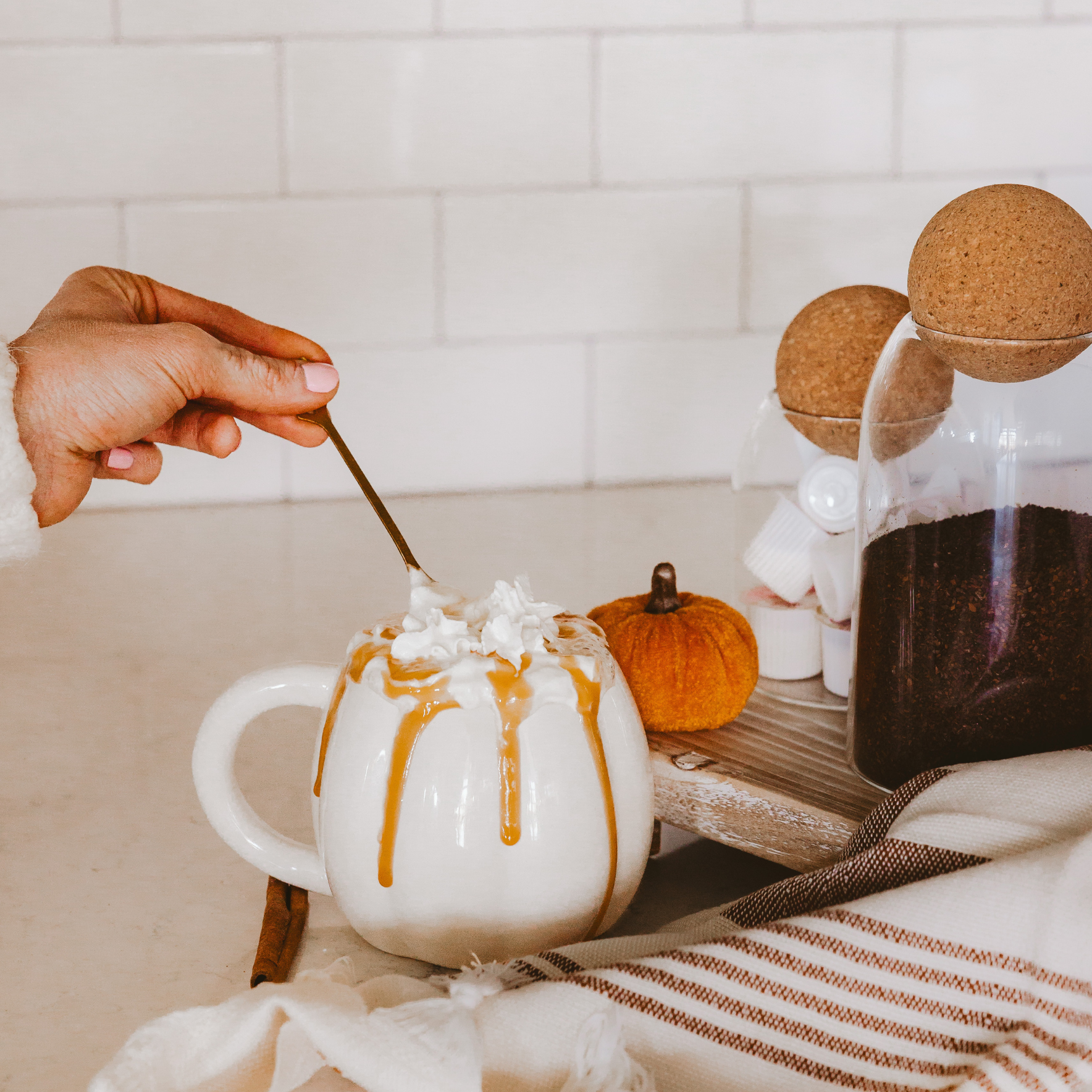 Cream Ceramic Pumpkin Coffee Mug