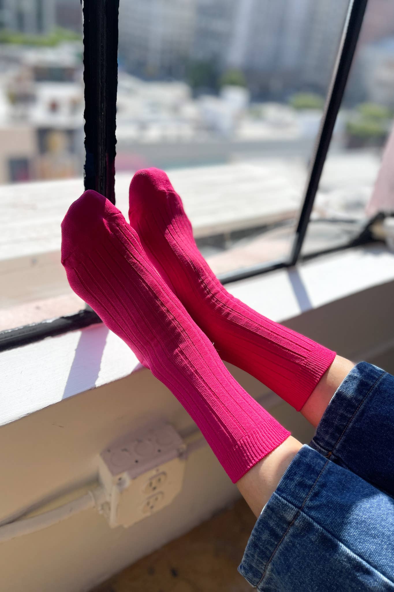 Desert Rose Mercerized Cotton Ribbed Socks