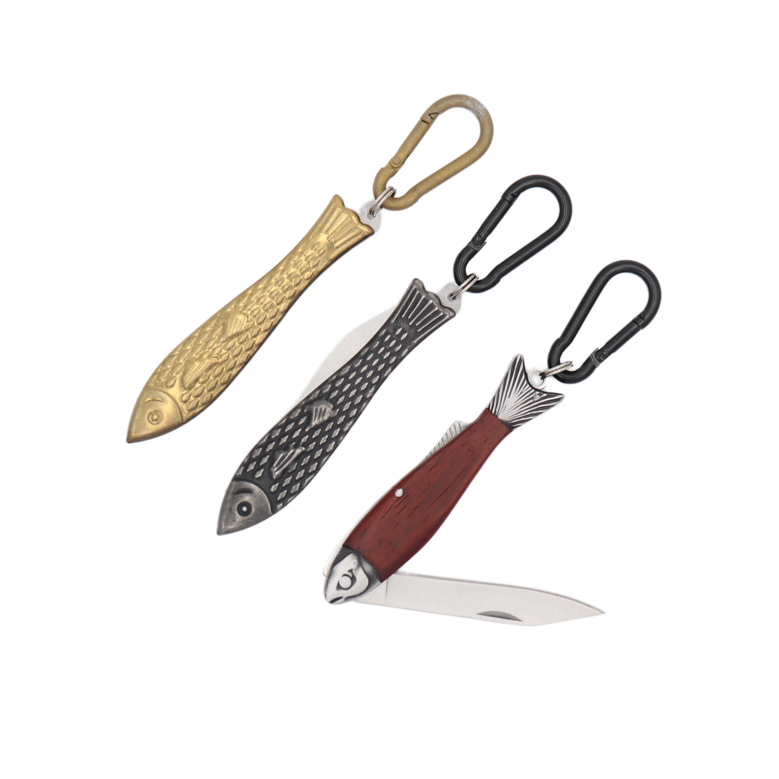 Pocket Fish Knife Keychain - Gold