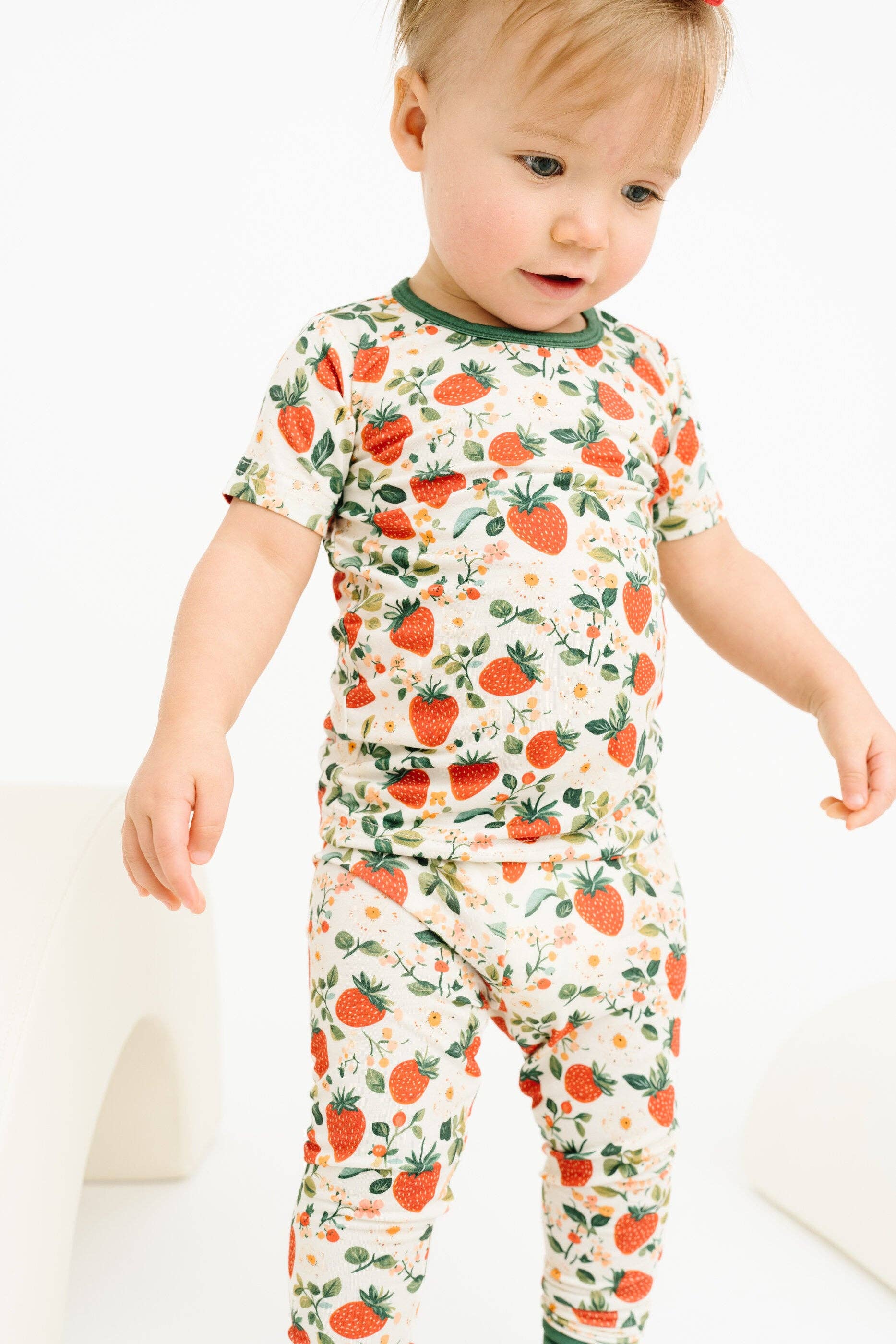 Vintage Strawberry Short Sleeve Bamboo Set: 3T