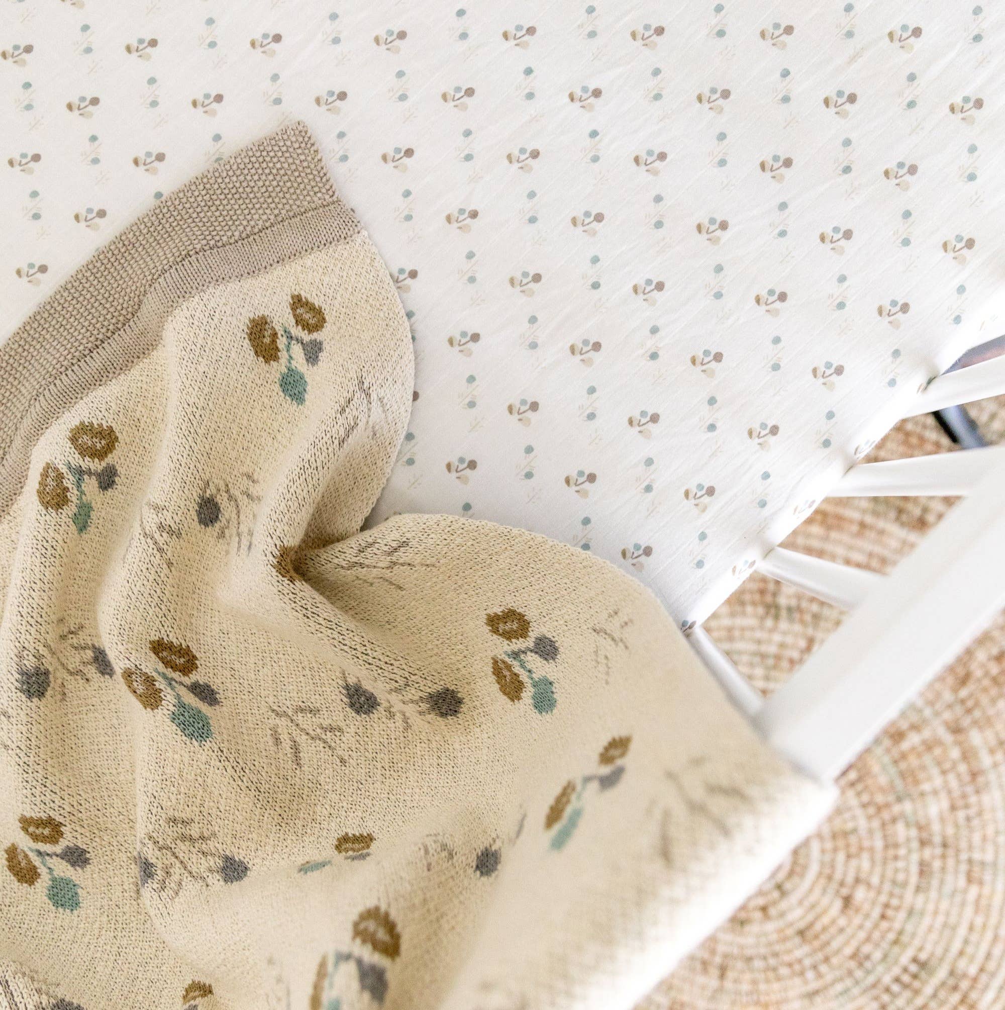 Avery Organic Cotton Knitted Baby Blanket in Poppy