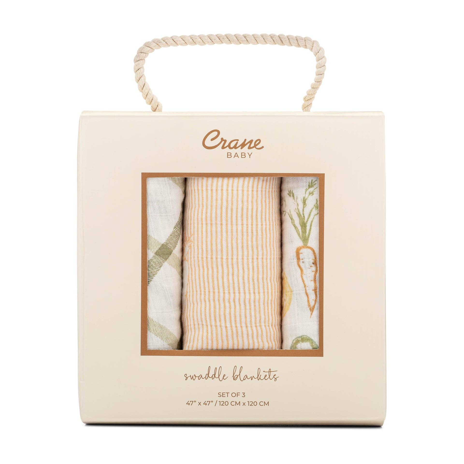 Clementine Cotton Muslin Swaddle Blanket Set of 3