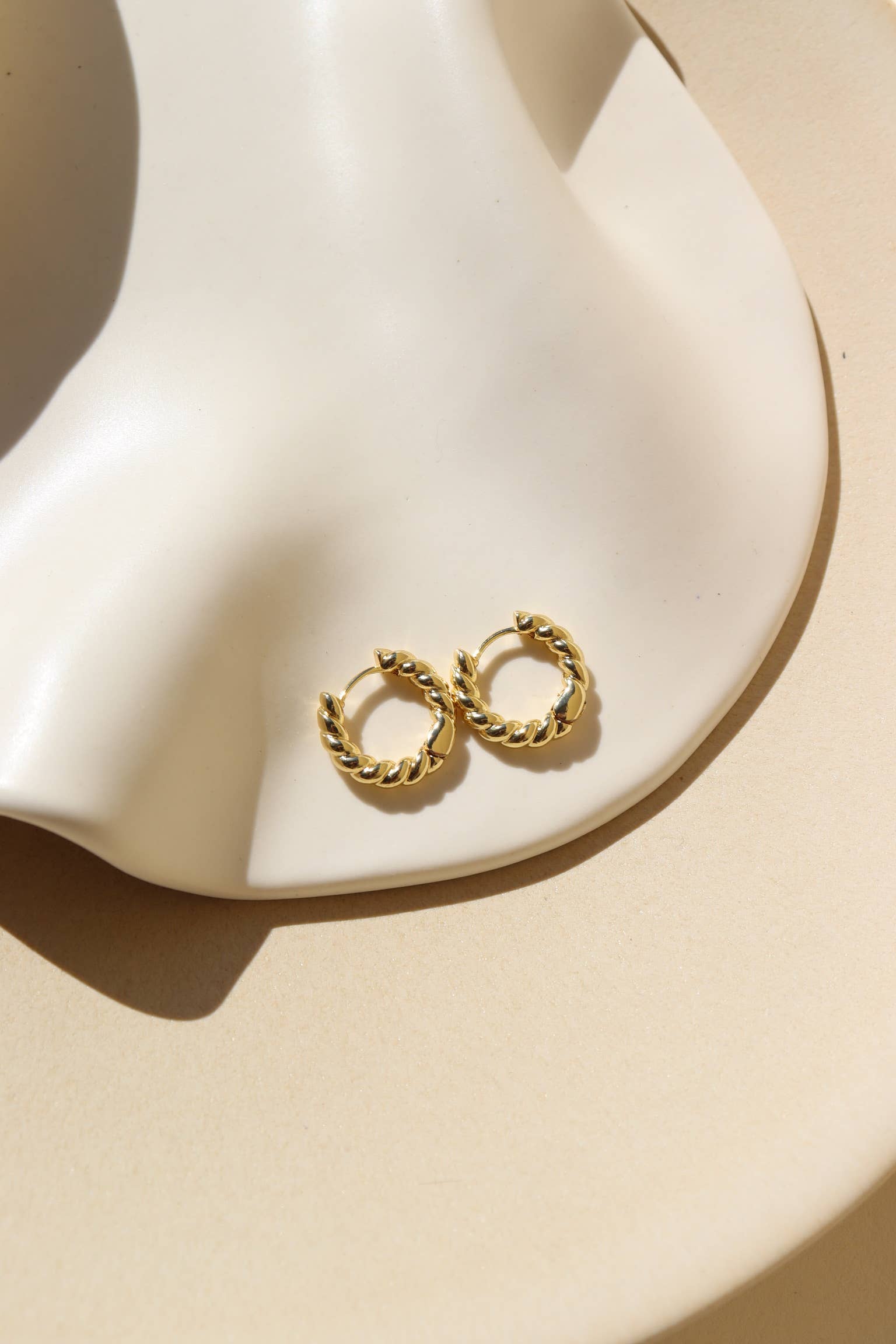 14K Gold Fill Croissant Huggie Hoop Earrings