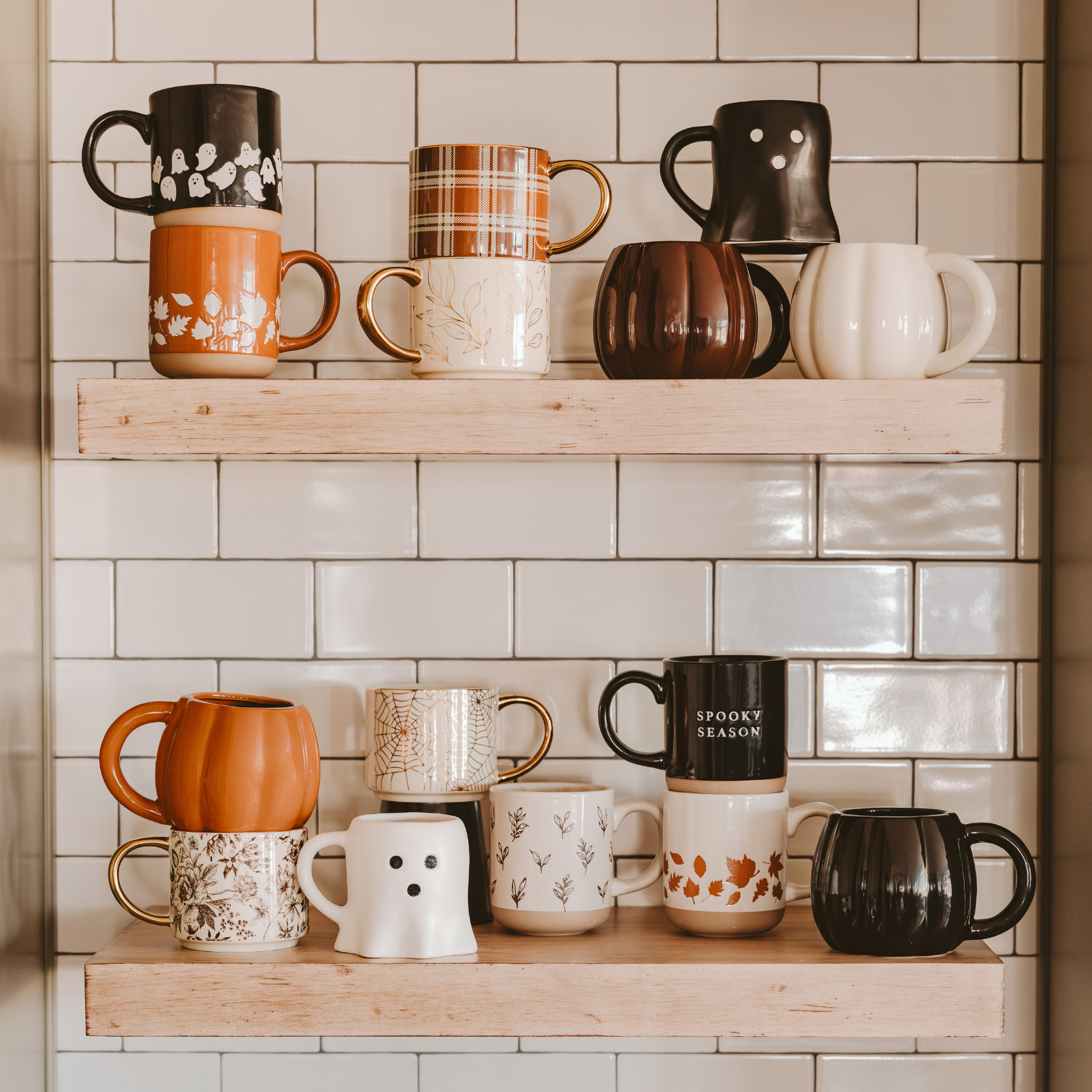 Ghost Pattern Stoneware Coffee Mug