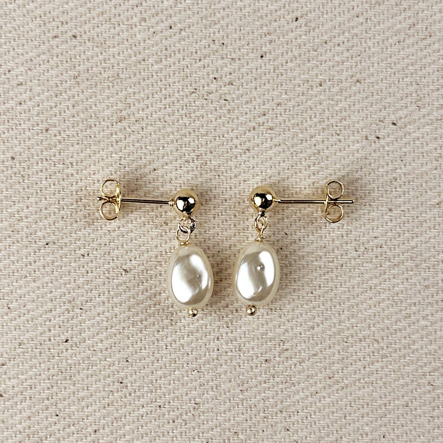 18k Gold Filled Baroque Pearl Drop Earrings
