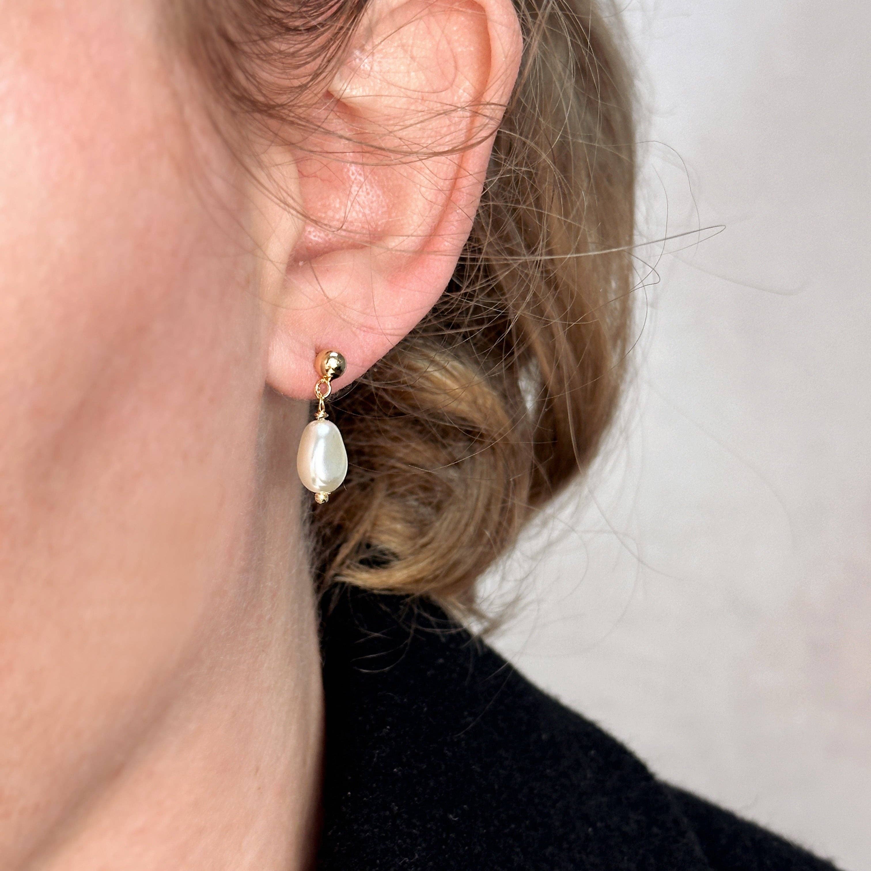 18k Gold Filled Baroque Pearl Drop Earrings