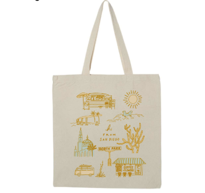 Hi From San Diego Canvas Tote Bag - San Diego Landmarks