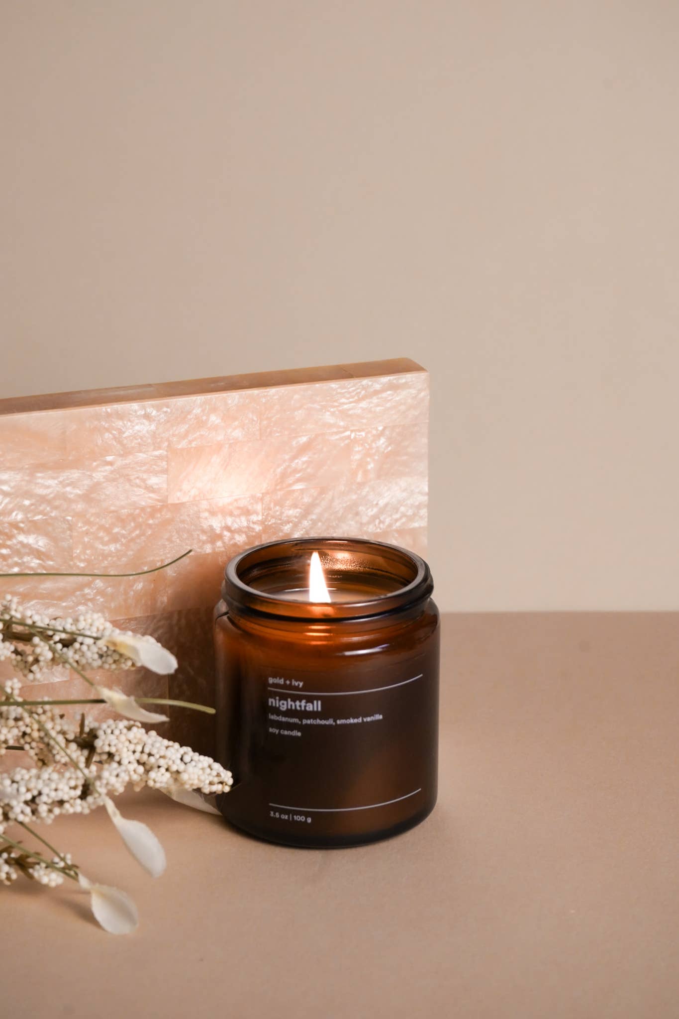 Nightfall Soy Candle – Labdanum, Patchouli & Smoked Vanilla