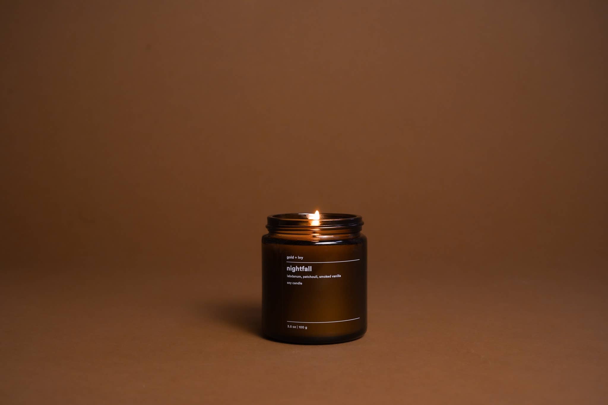 Nightfall Soy Candle – Labdanum, Patchouli & Smoked Vanilla