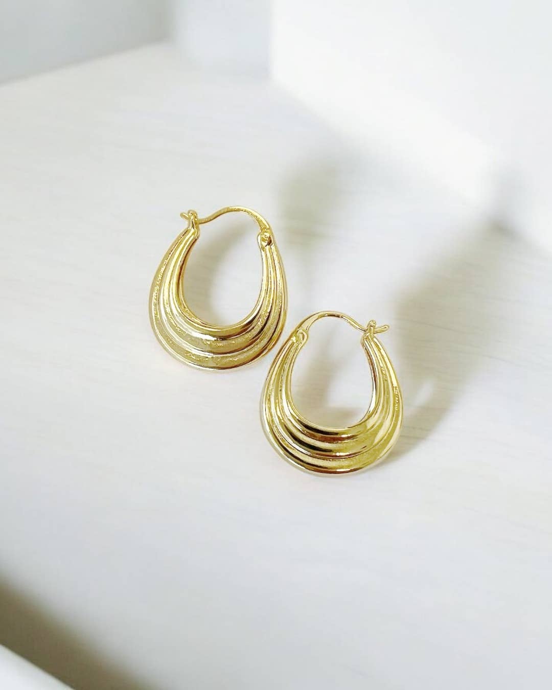 Claire Hoops Earrings Gold Filled Silver: Yellow Gold