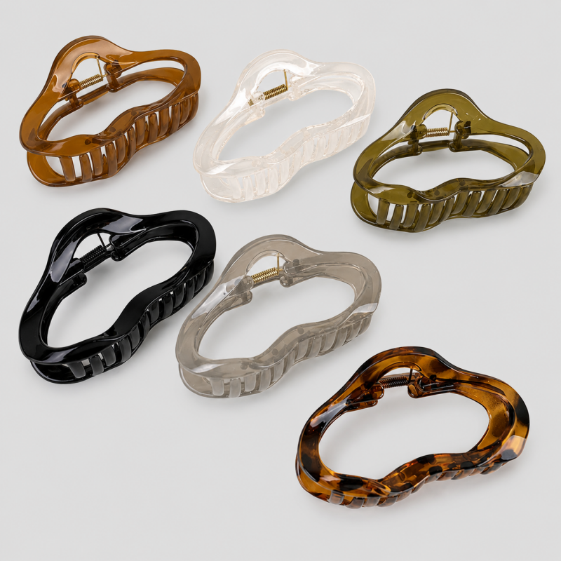 Cloud Shape Large Jelly Acrylic Hair Claw Clip – Olive