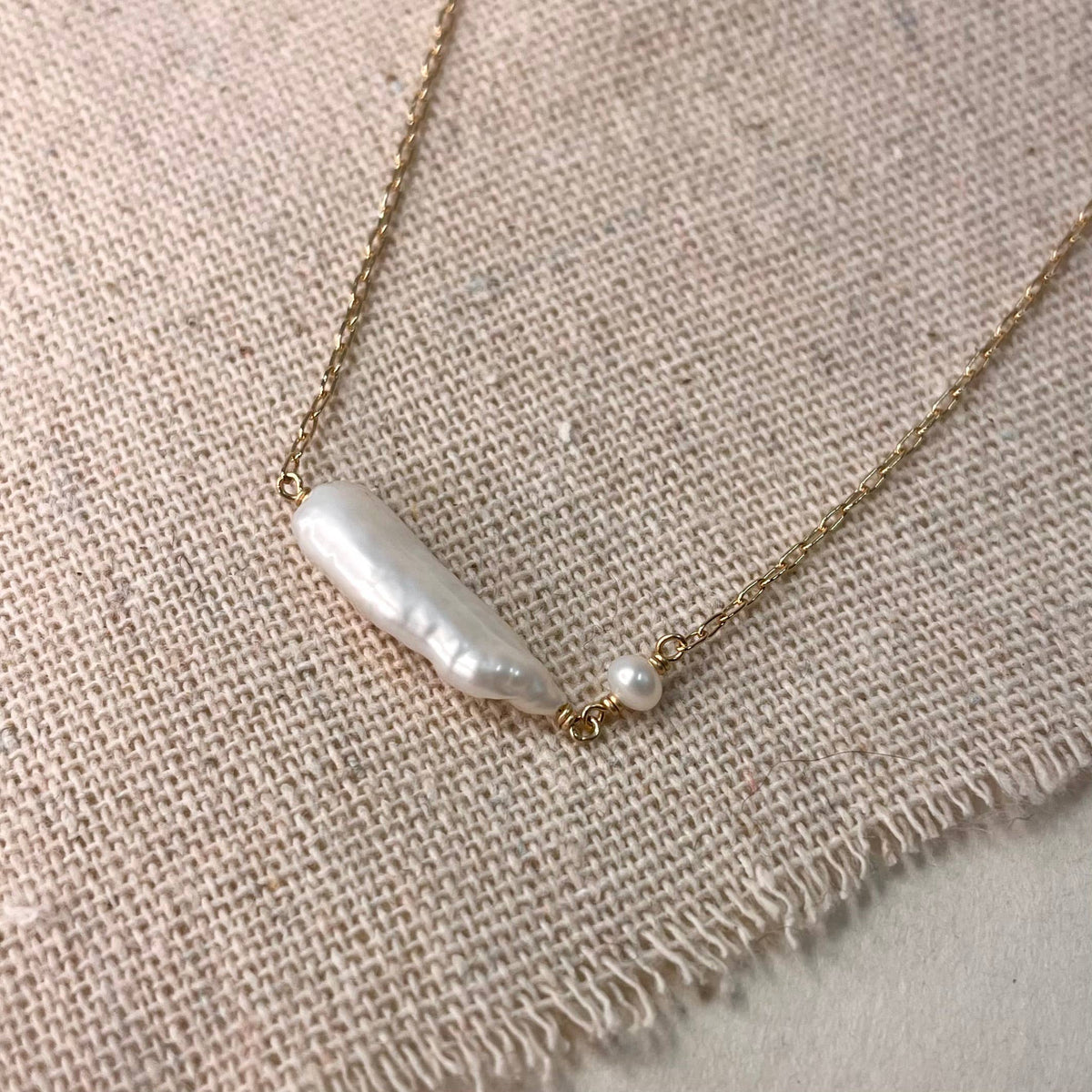 Double Pearl Necklace – 14k Gold Fill