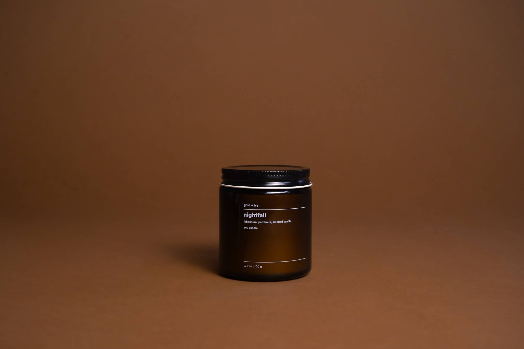 Nightfall Soy Candle – Labdanum, Patchouli & Smoked Vanilla