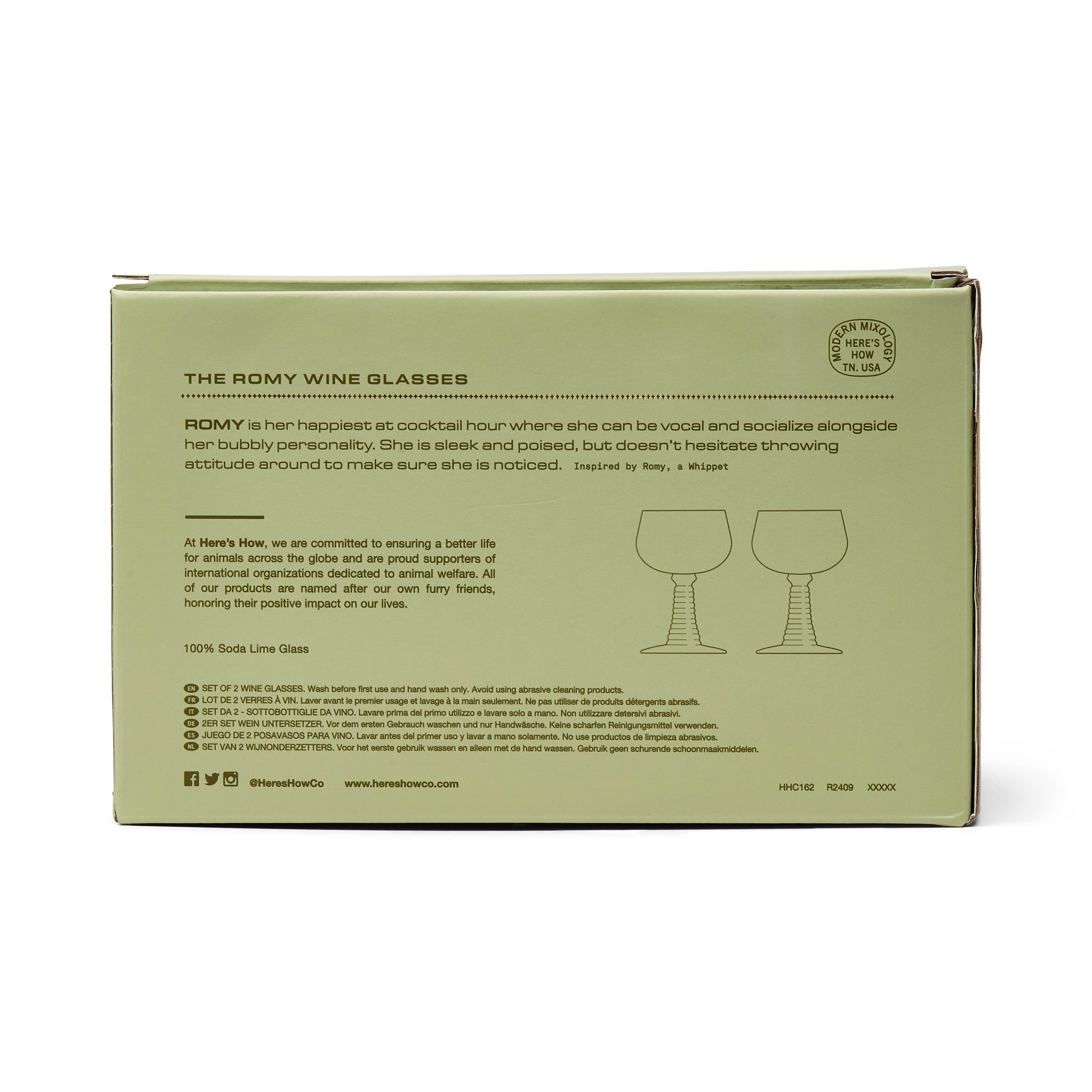 The Romy Set of 2 Wine Glasses - Olive