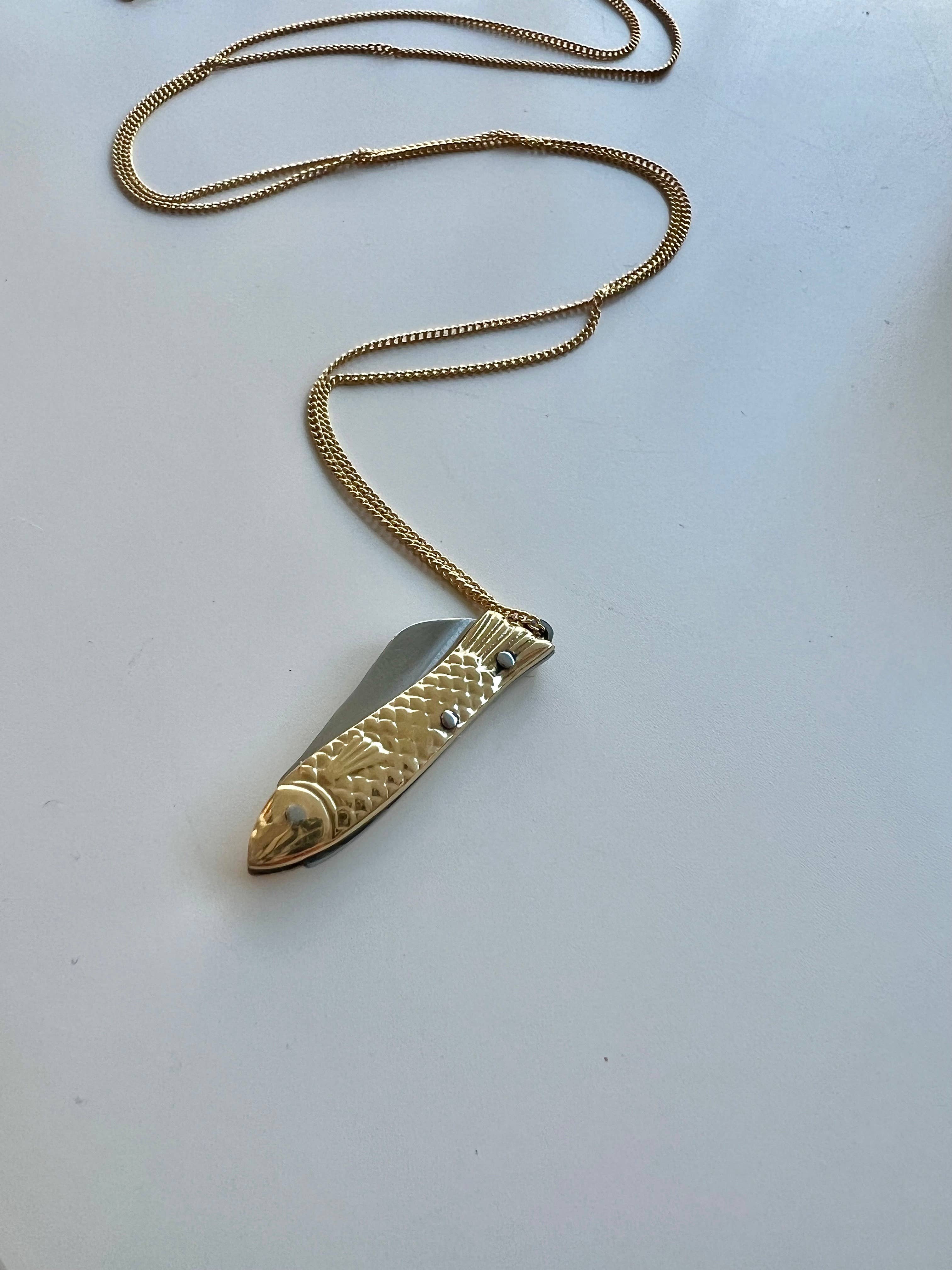 La Sardine Pocket Knife Necklace – Gold