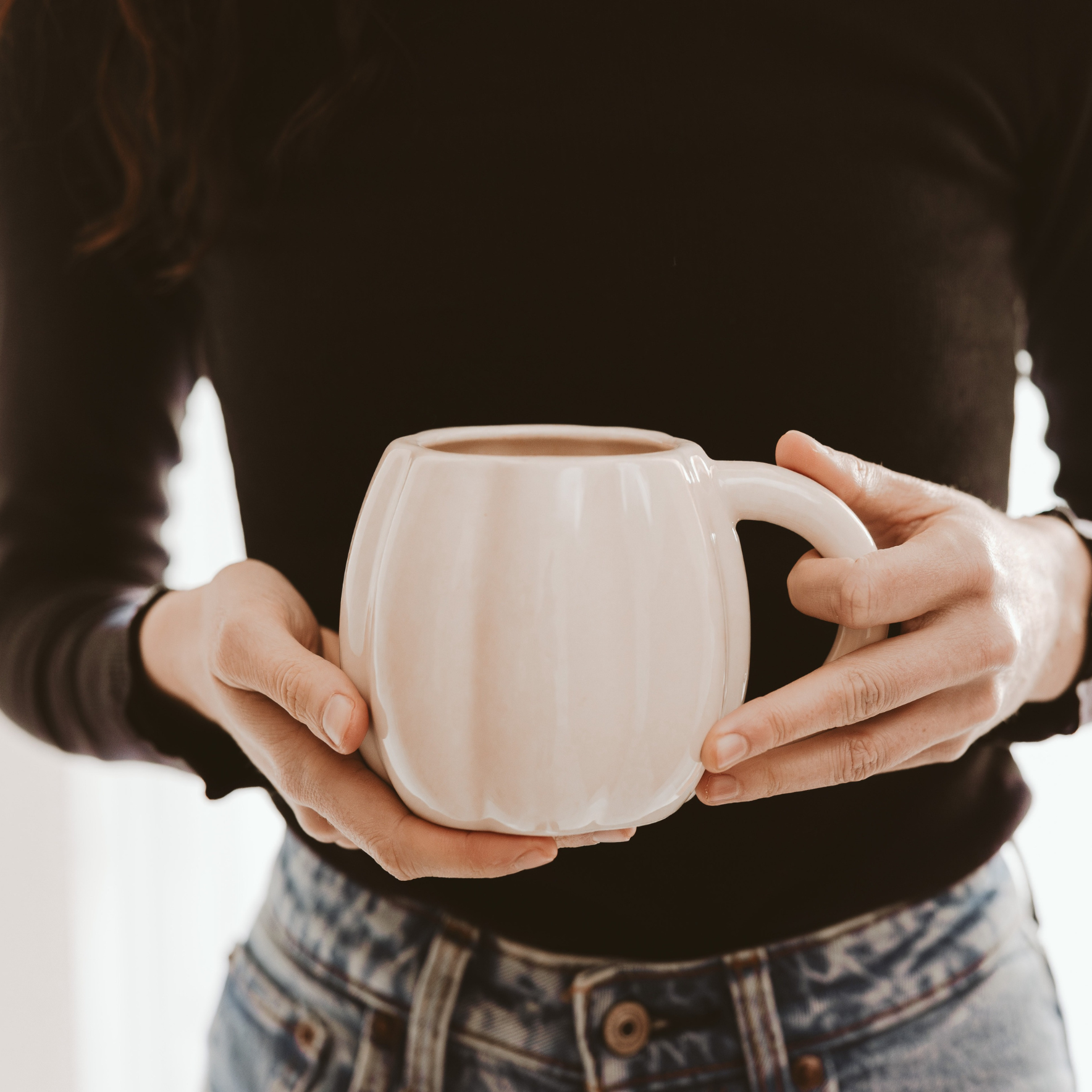 Cream Ceramic Pumpkin Coffee Mug