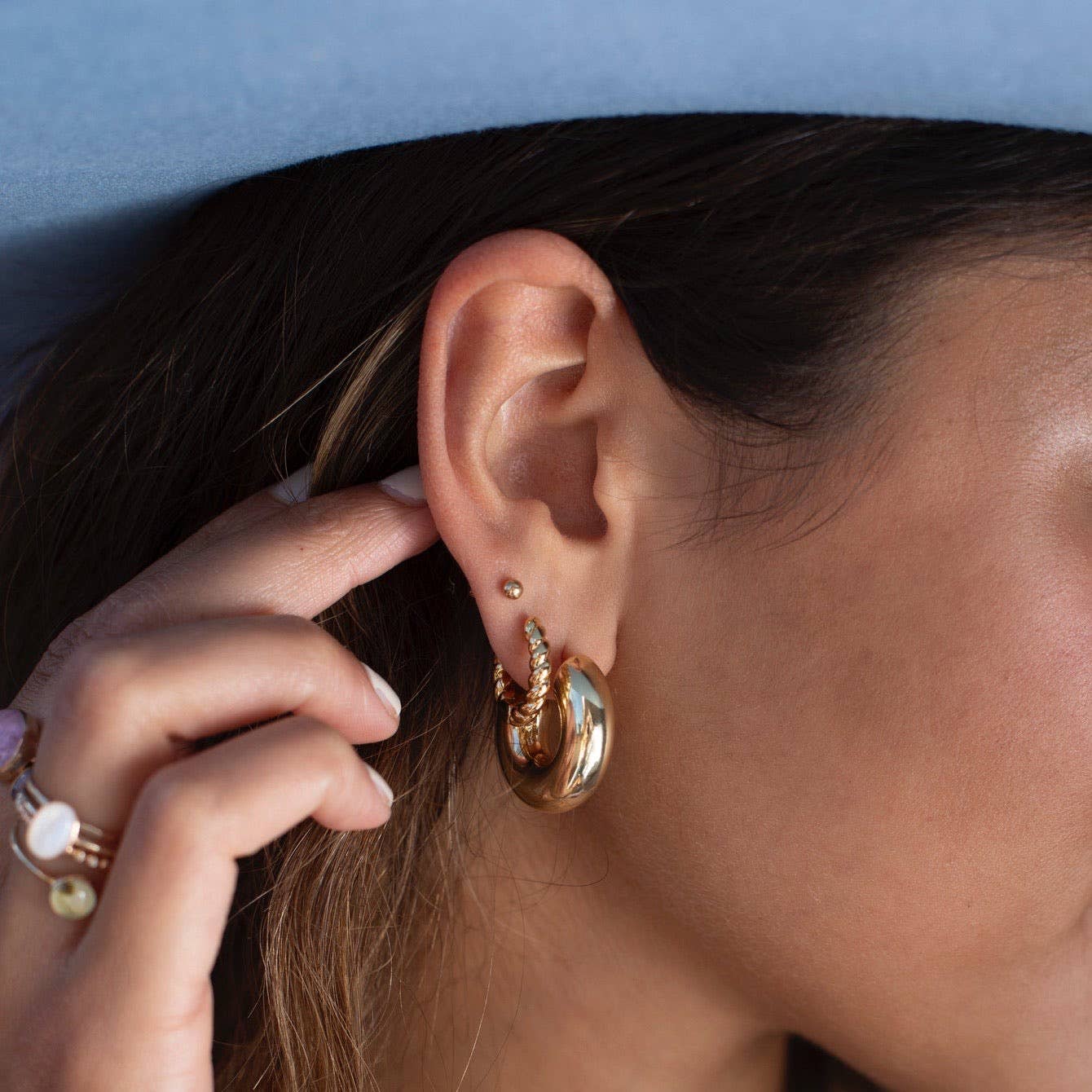 14K Gold Fill Croissant Huggie Hoop Earrings