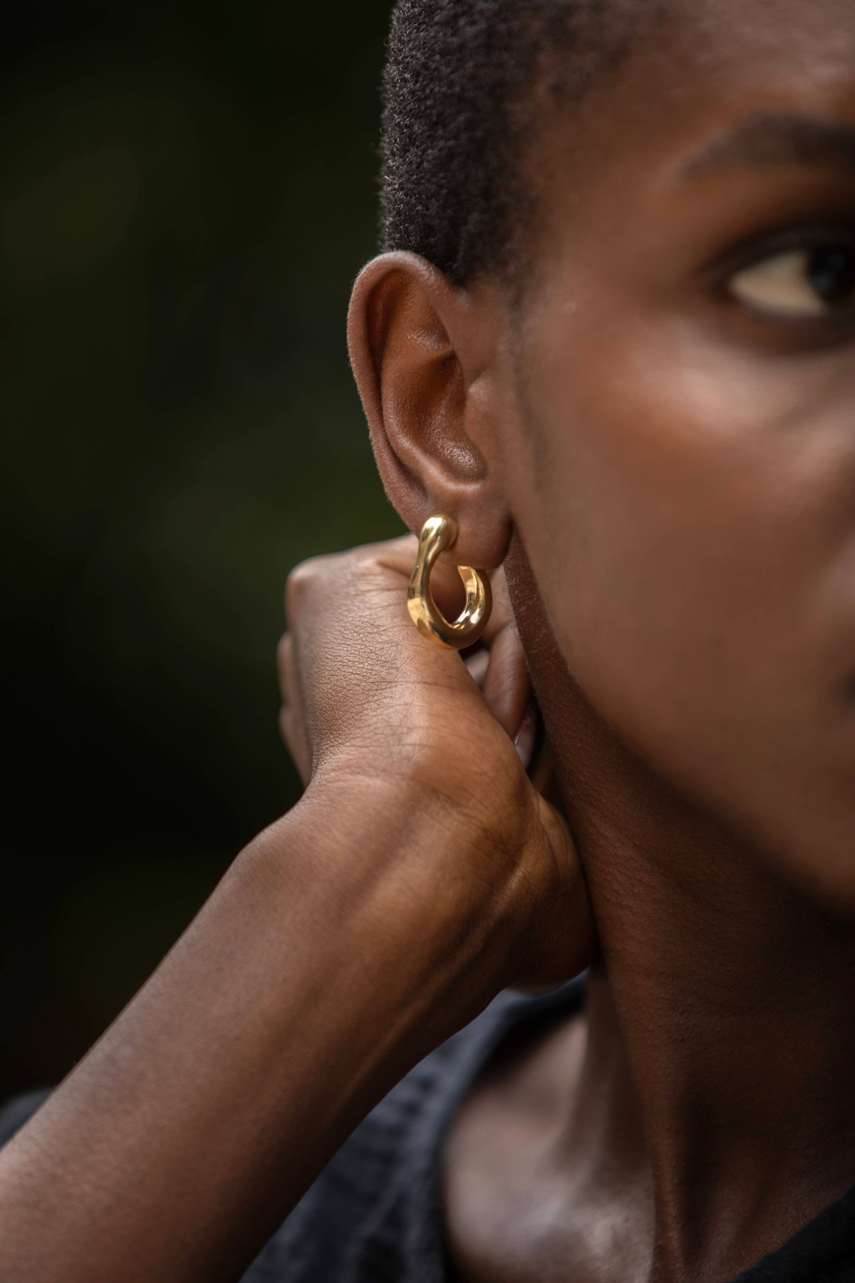 Sese Solid Brass Hoop Earrings