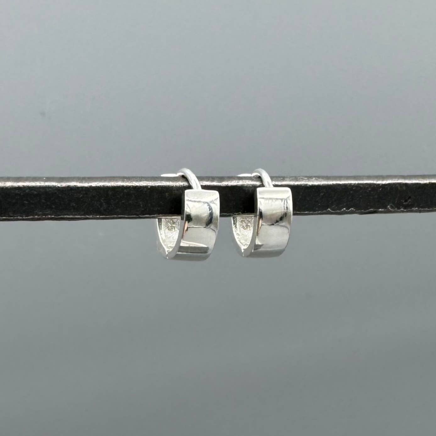 Small Square Huggie Hoop Earrings – Sterling Silver