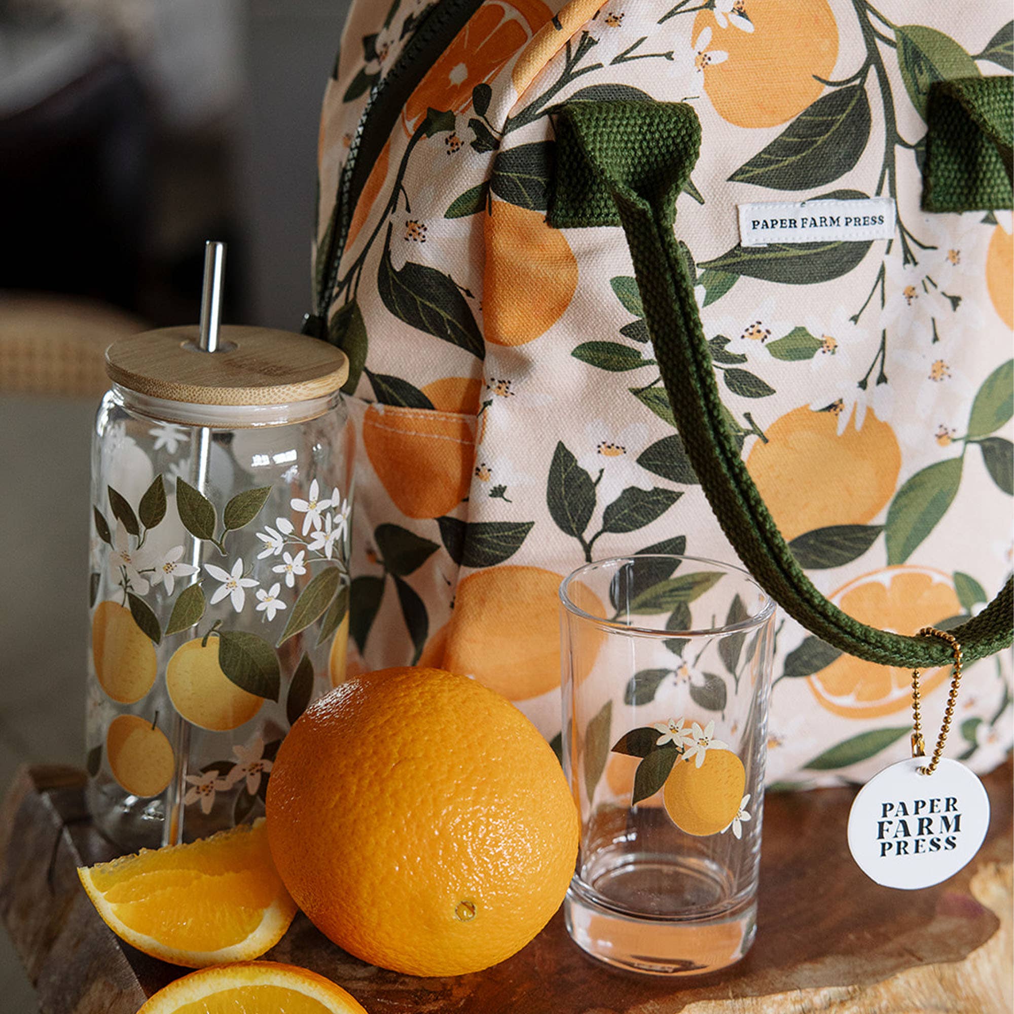 Orange Orchard Glass Storage Jar