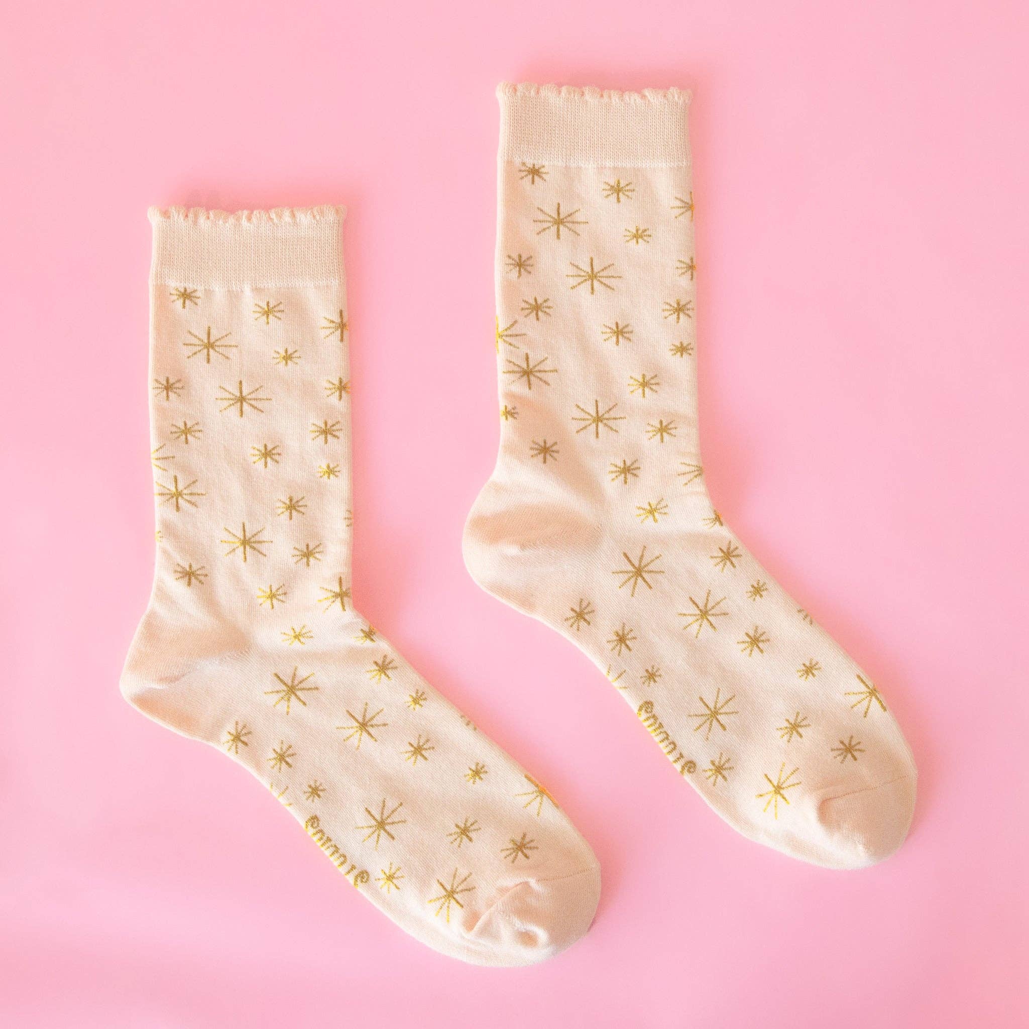 Star Crew Socks | Ivory/Gold