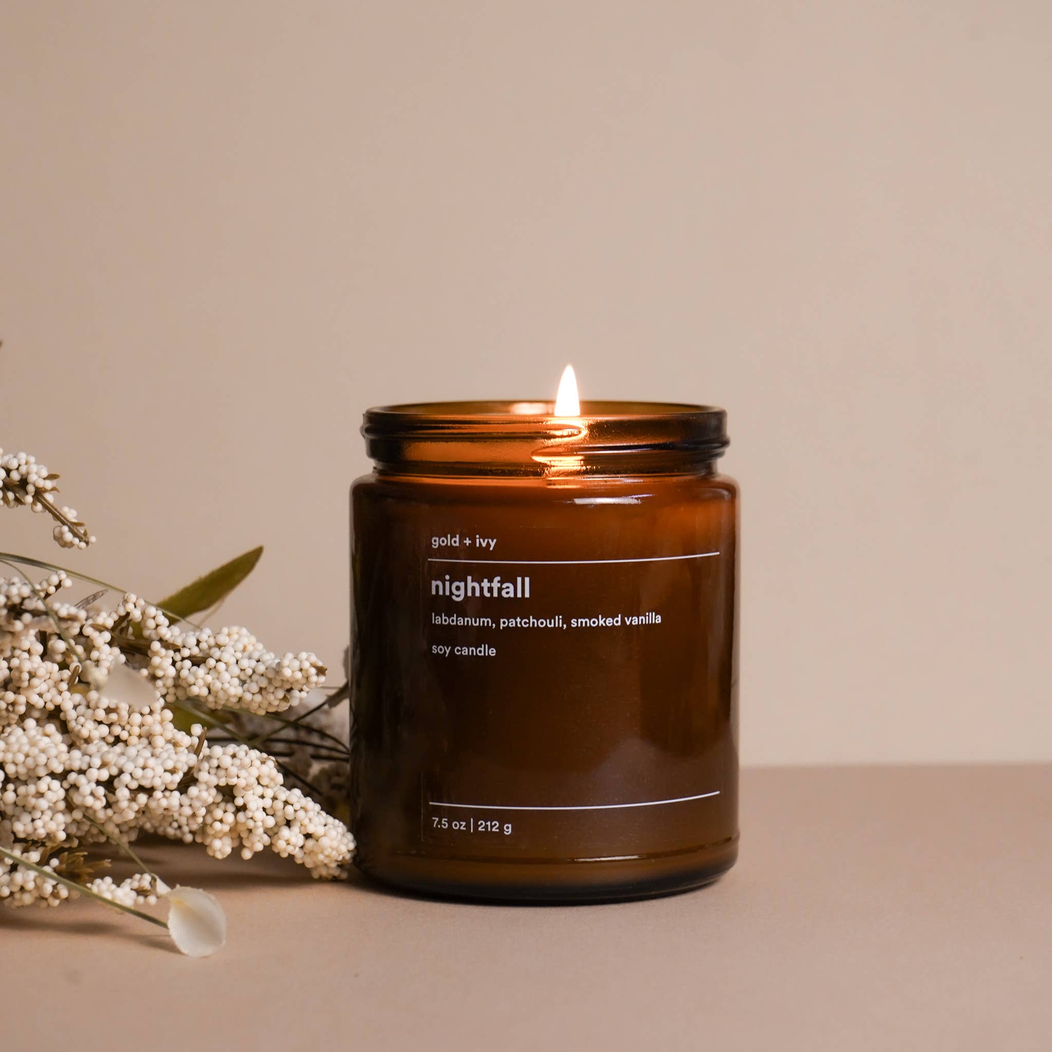 Nightfall Soy Candle – Labdanum, Patchouli & Smoked Vanilla