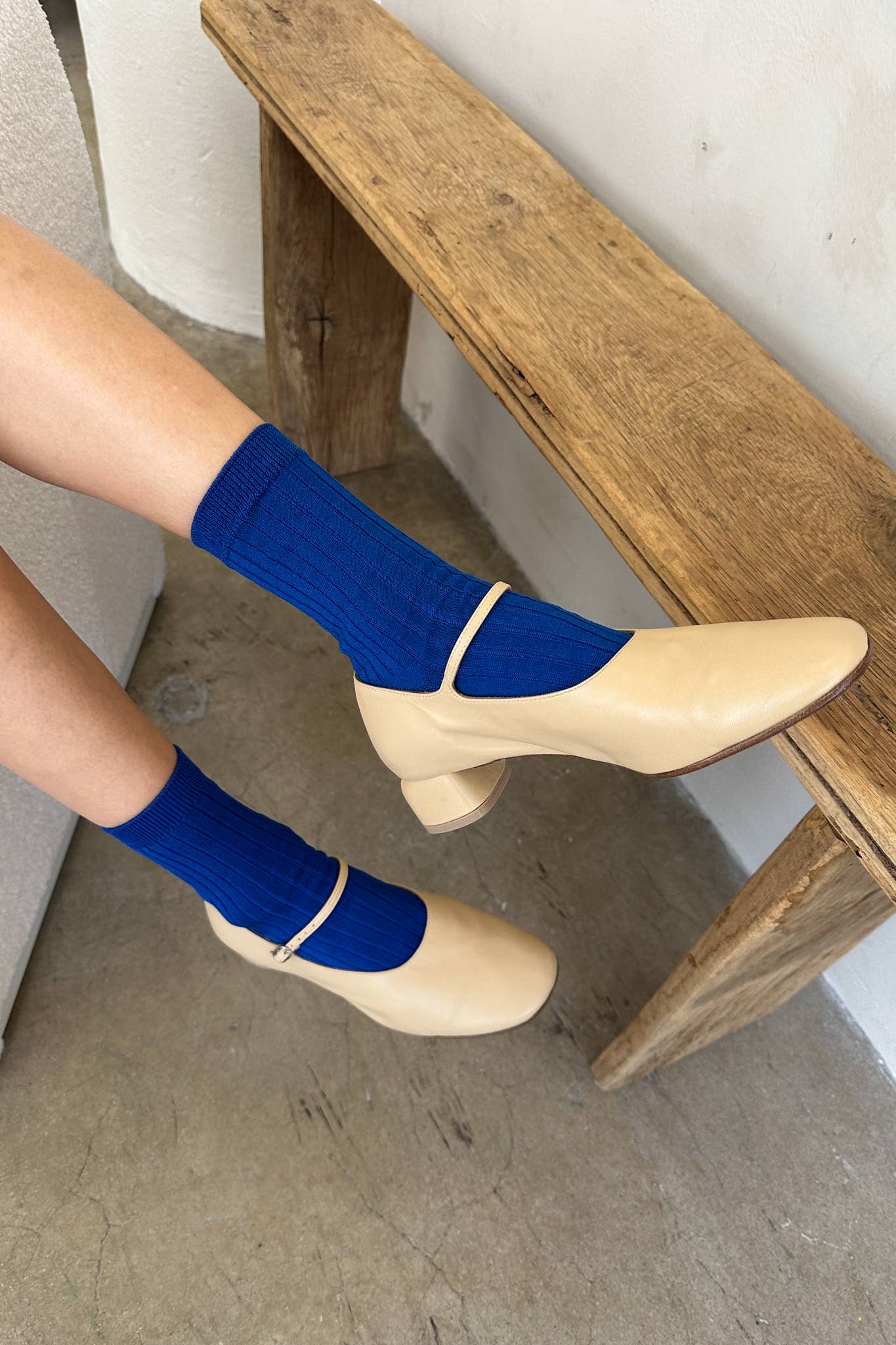 Ribbed Mercerized Cotton Socks in Pesto Green