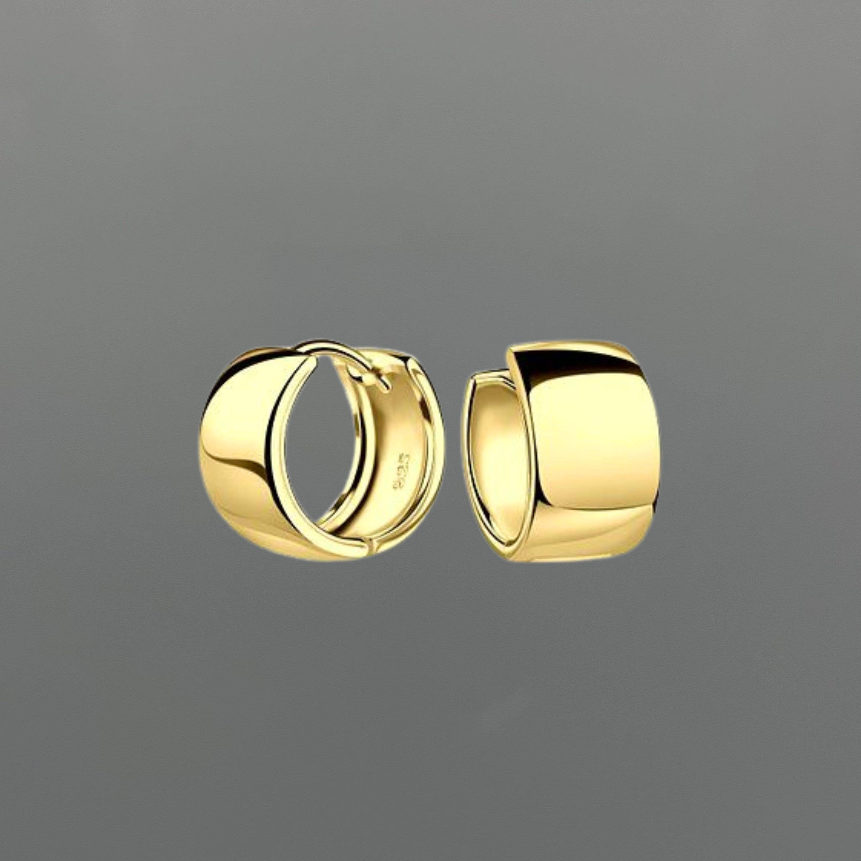 Extra Wide Huggie Hoop Earrings in Sterling Silver
