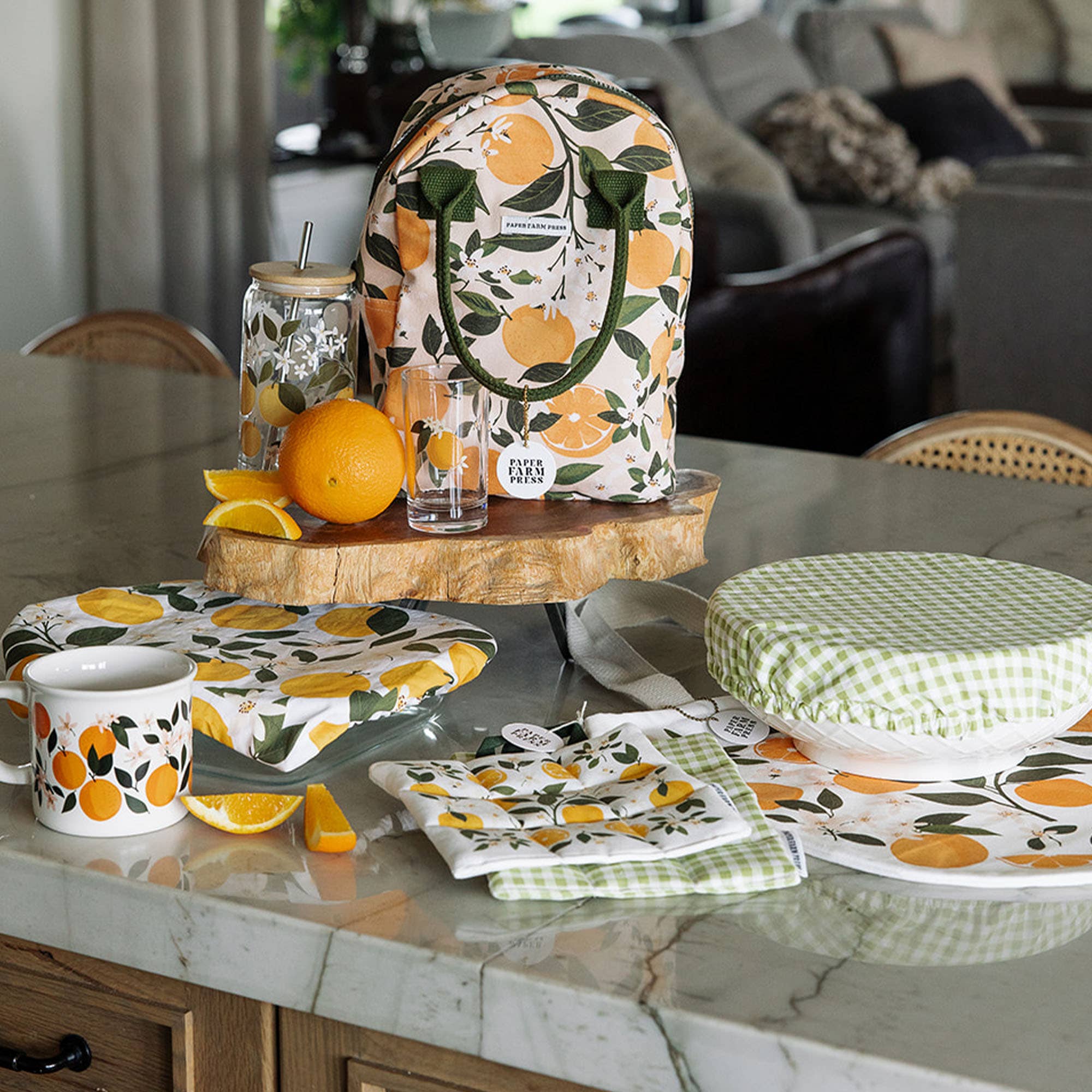Orange Orchard Glass Storage Jar