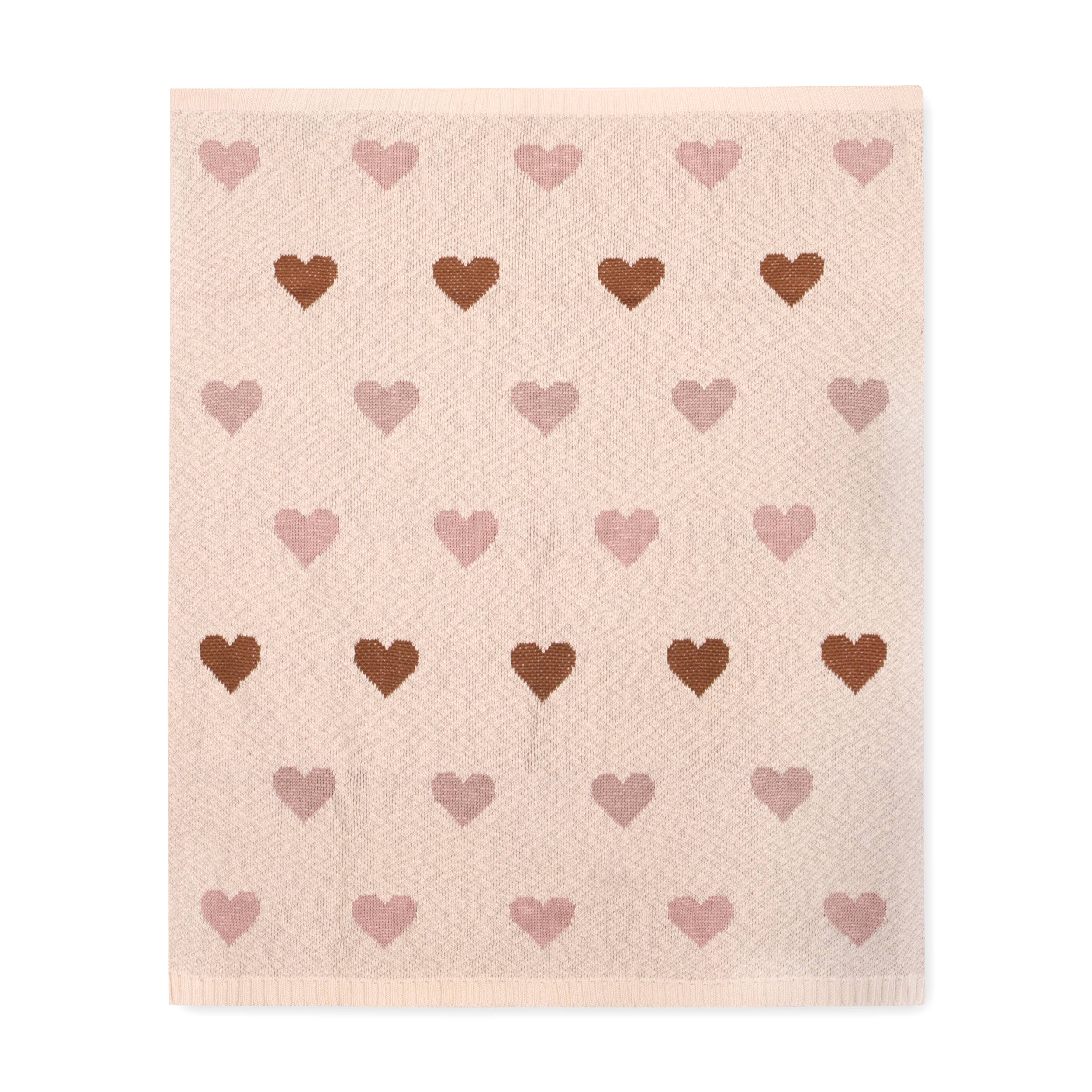 Loving Hearts Organic Jacquard Knit Baby Blanket