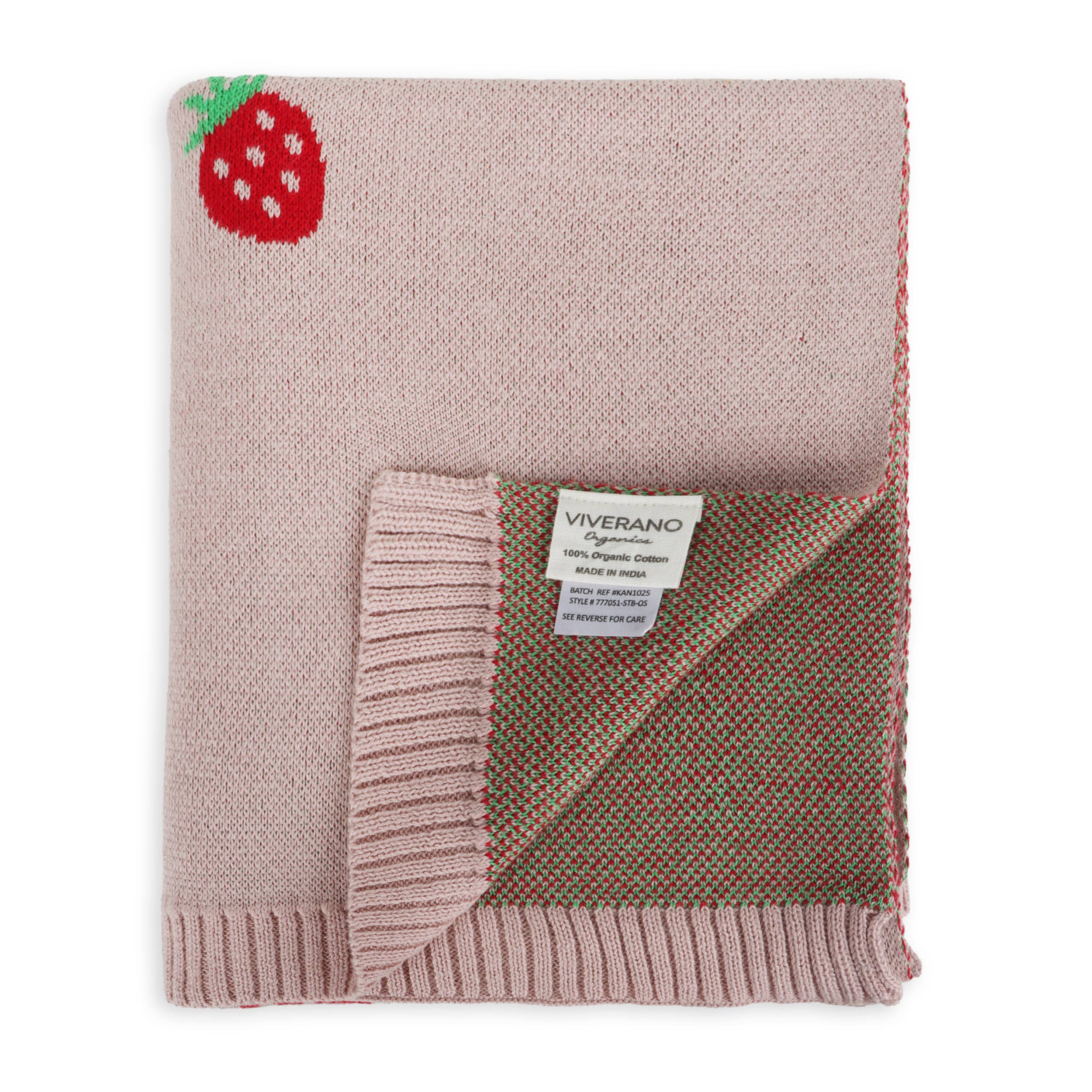 Strawberry Organic Cotton Jacquard Baby Blanket