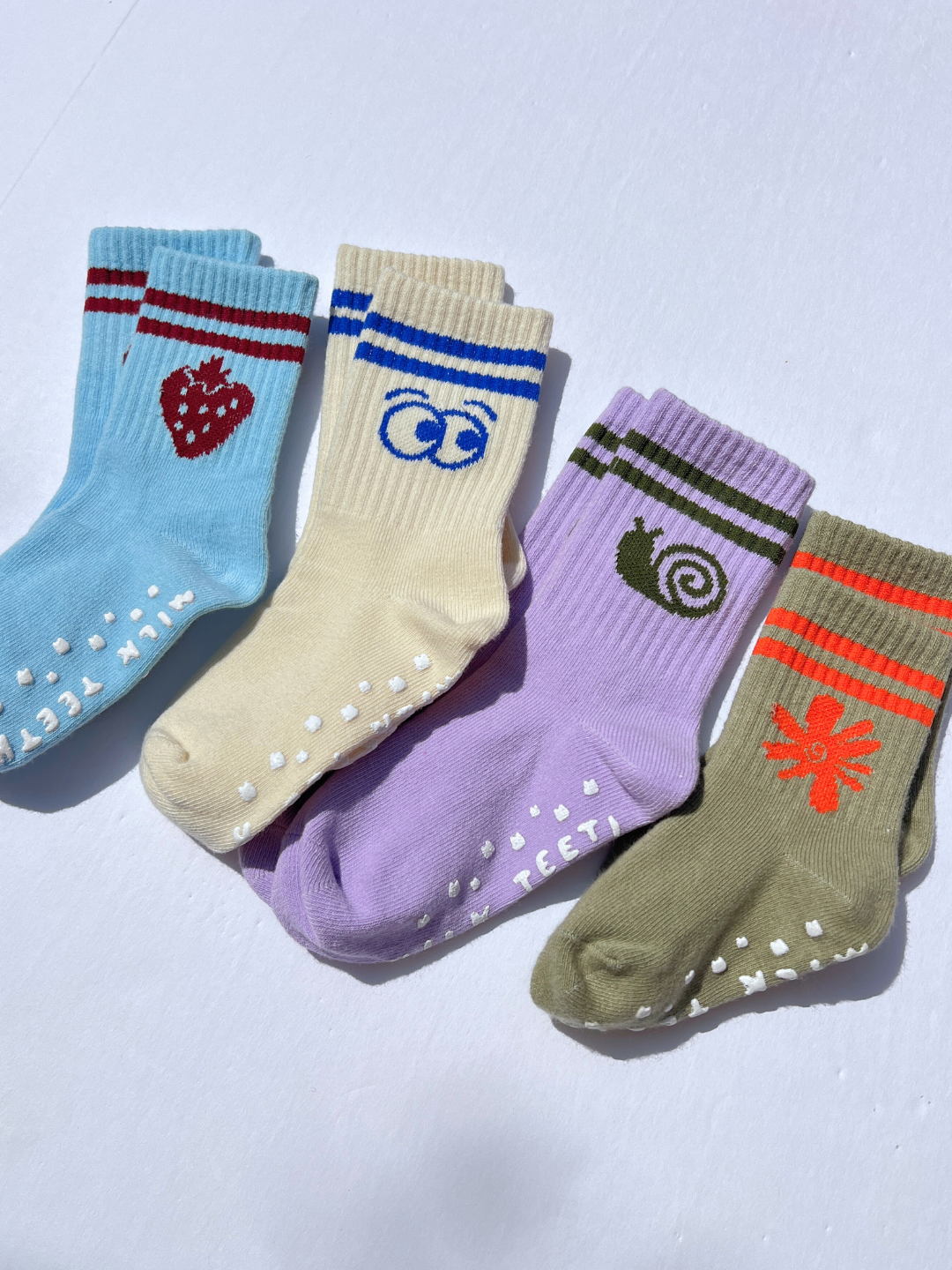 Ribbed Grip Socks – Snail (1–3Y)