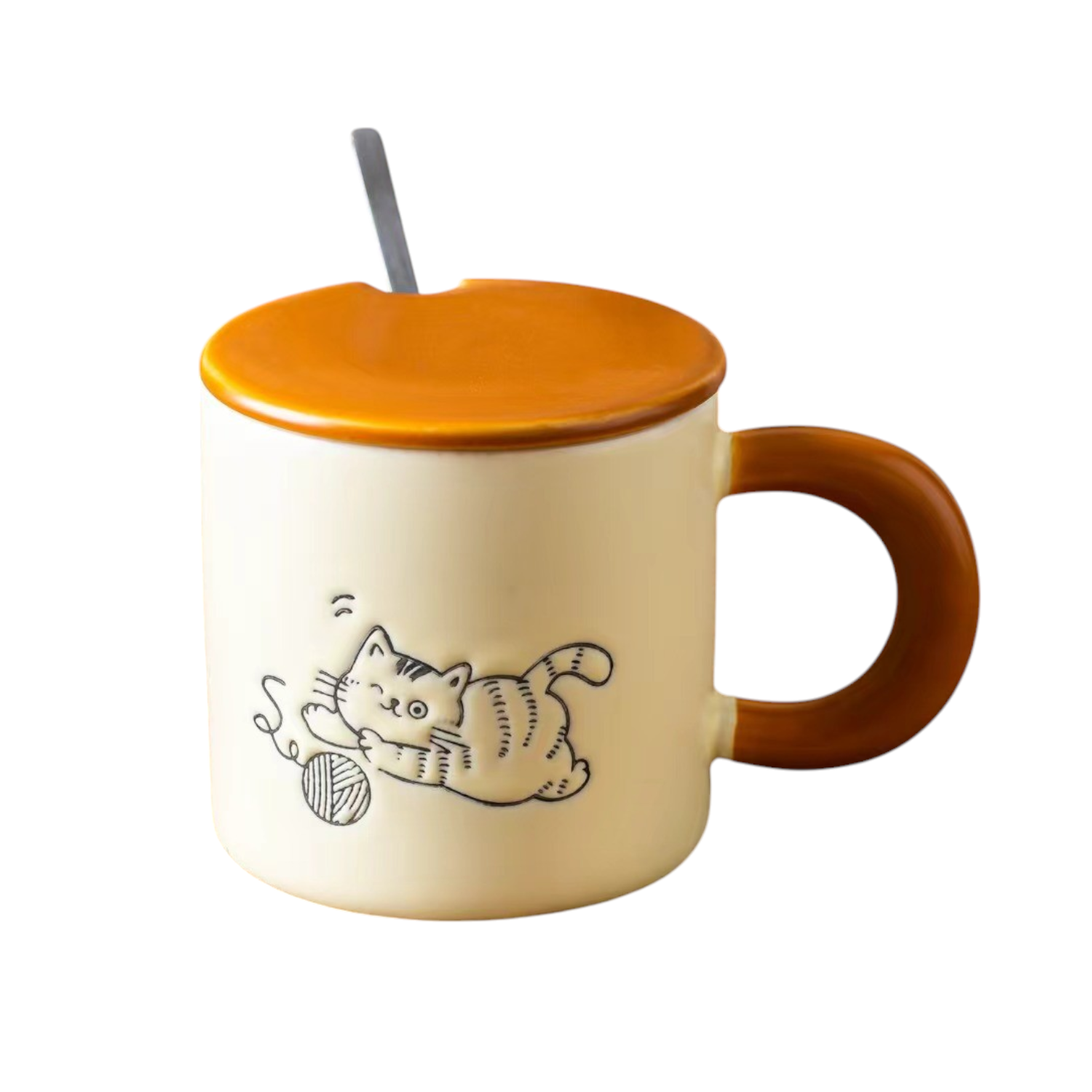 Playful Cat 13oz Mug With Lid and Spoon (10/30)