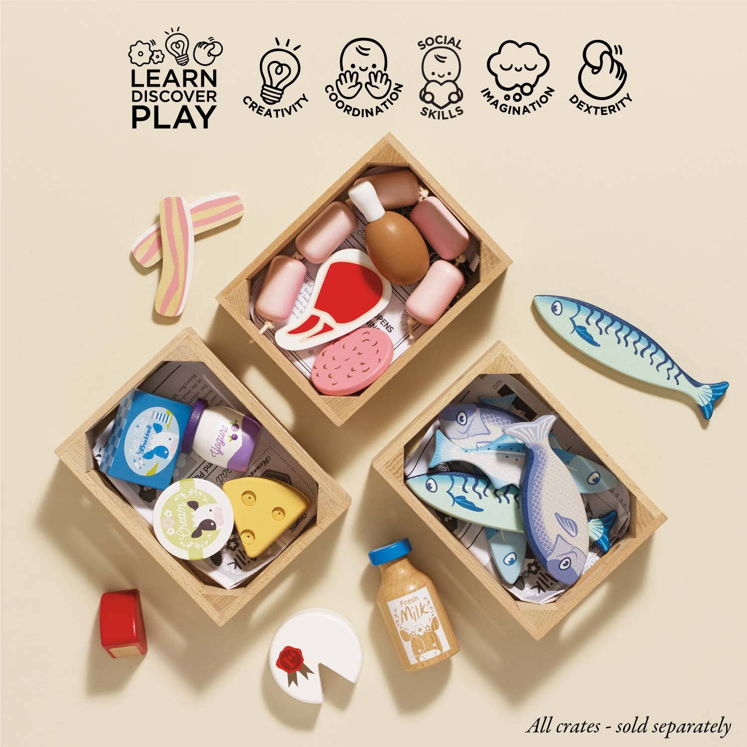 Market Fish Wooden Play Food Crate